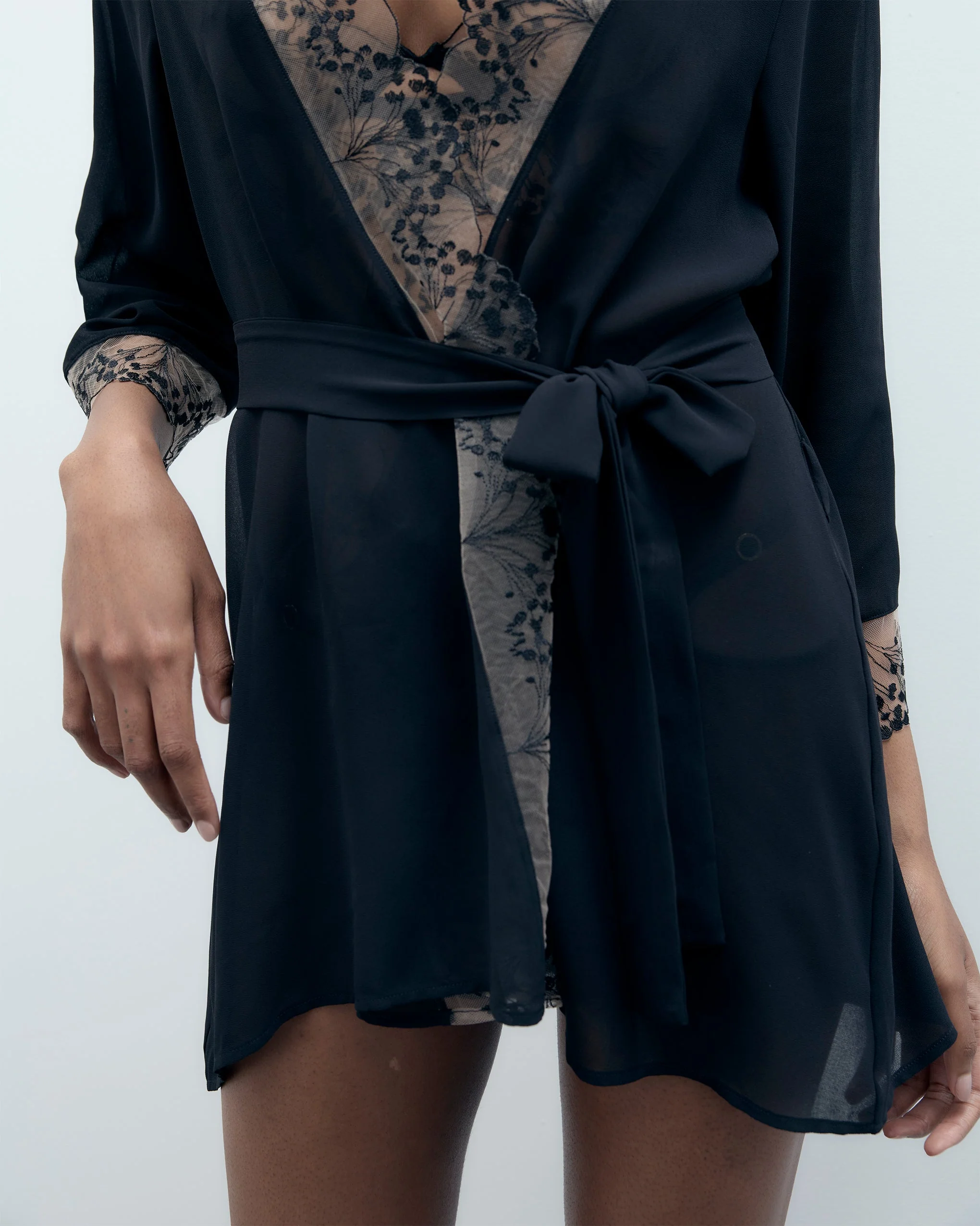 Marisa Chiffon Sheer Kimono Black - Image 4