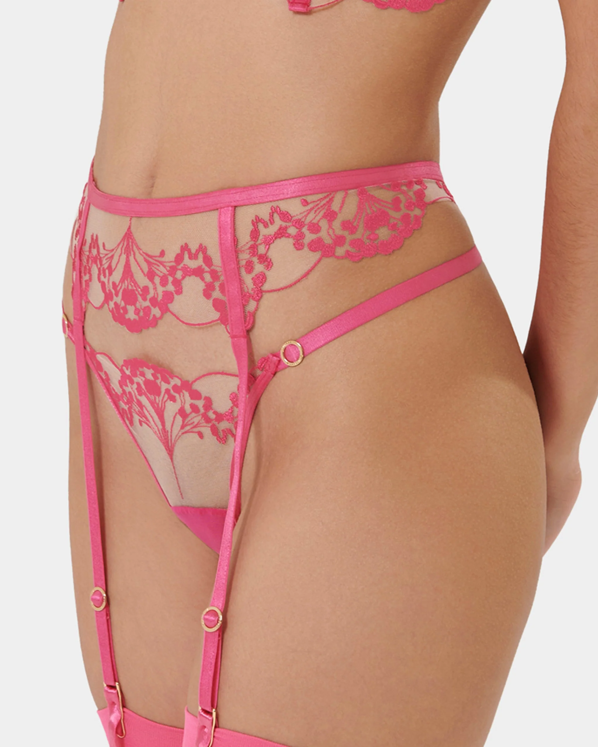 Marisa Suspender Fuchsia Pink/Sheer - Image 7
