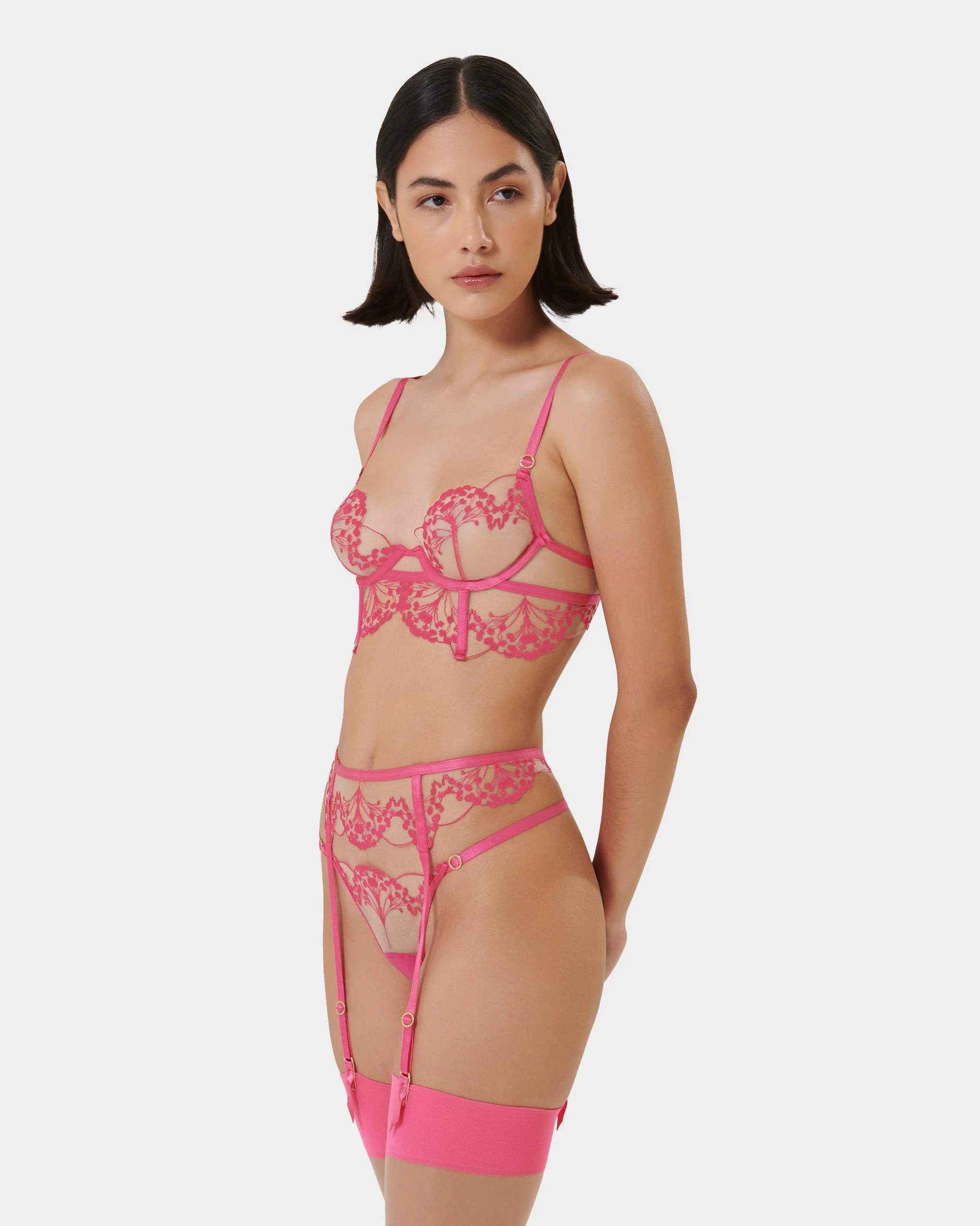 Marisa Suspender Fuchsia Pink/Sheer - Image 9