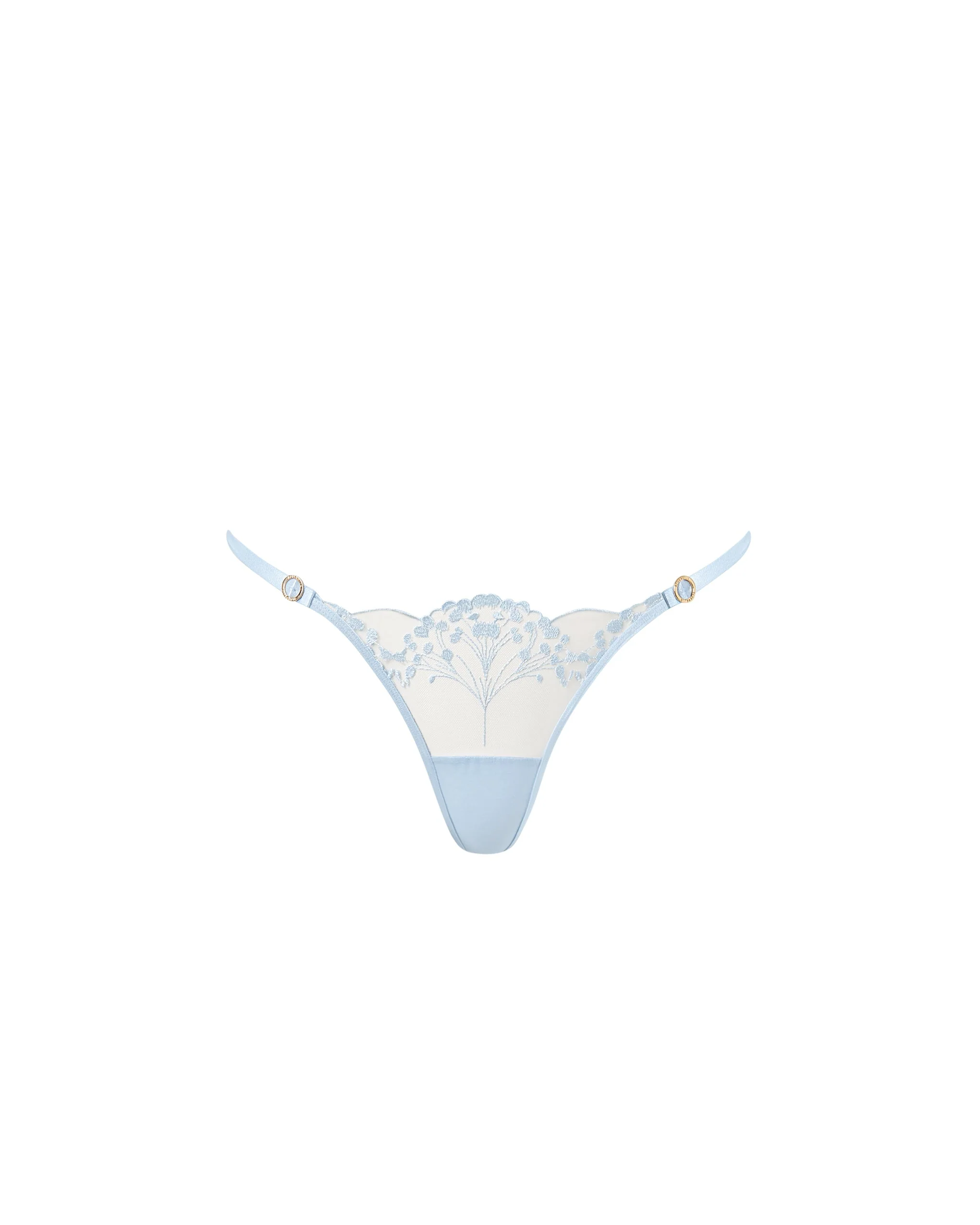 Marisa Embroidered Sheer Thong Blue - Image 5