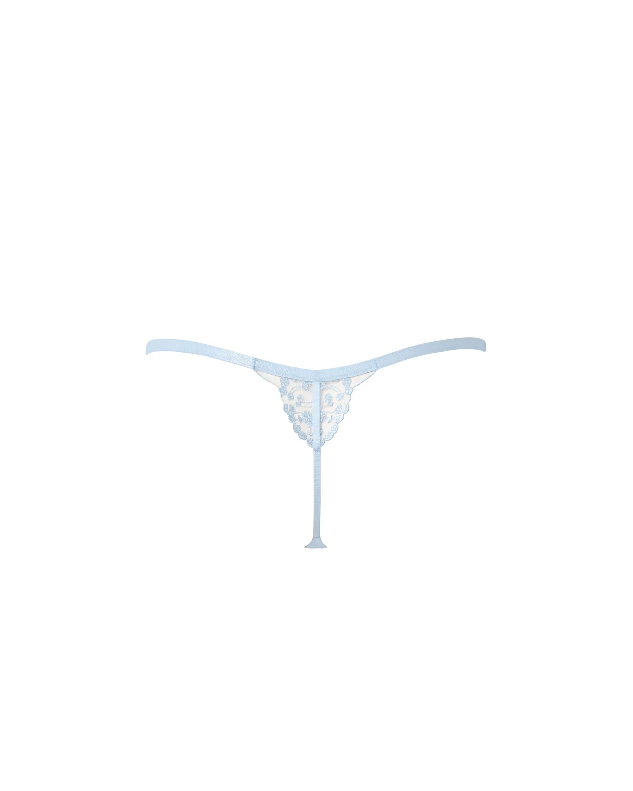 Marisa Embroidered Sheer Thong Blue - Image 6