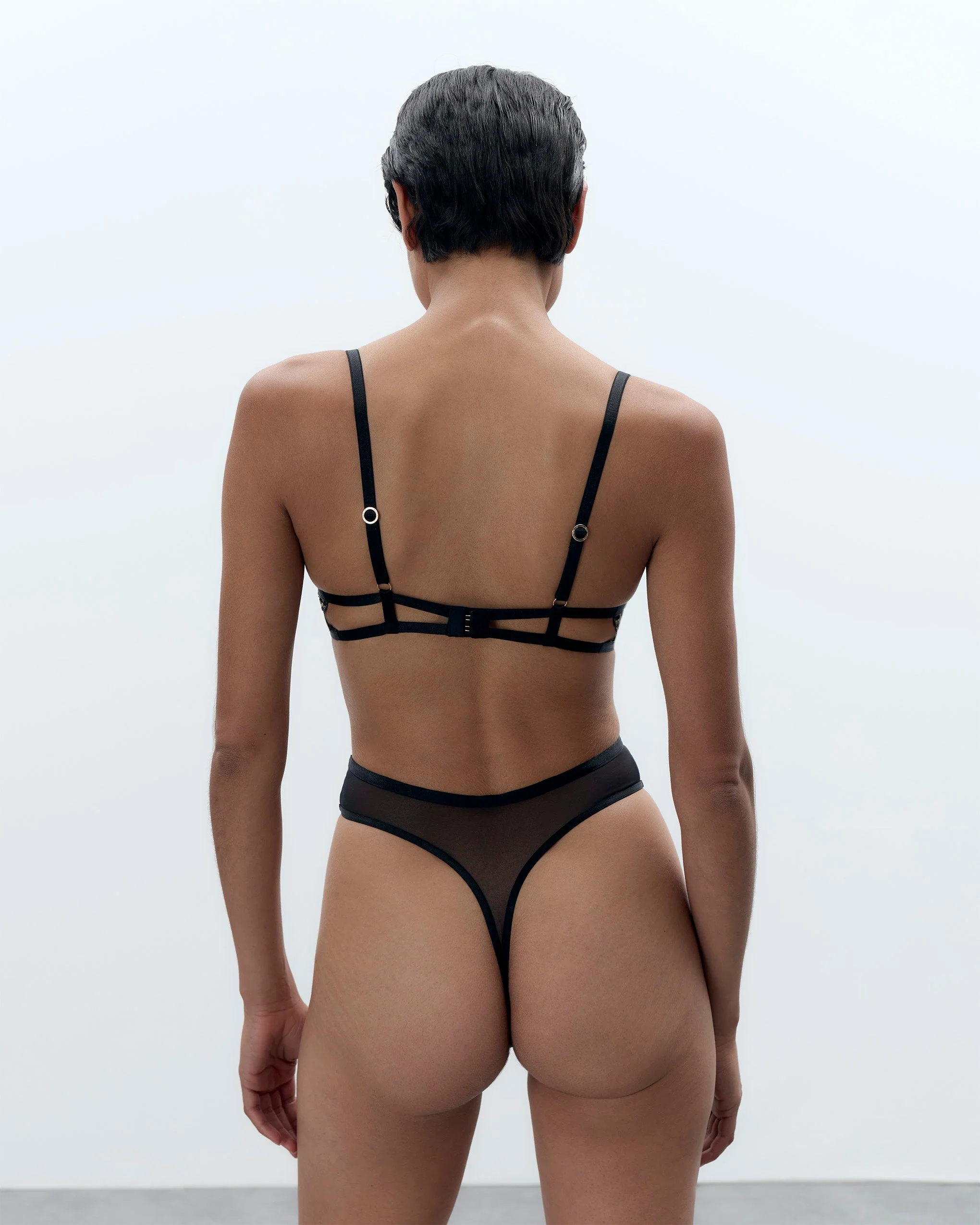 Marisa Embroidered Sheer Bodysuit Black - Image 2