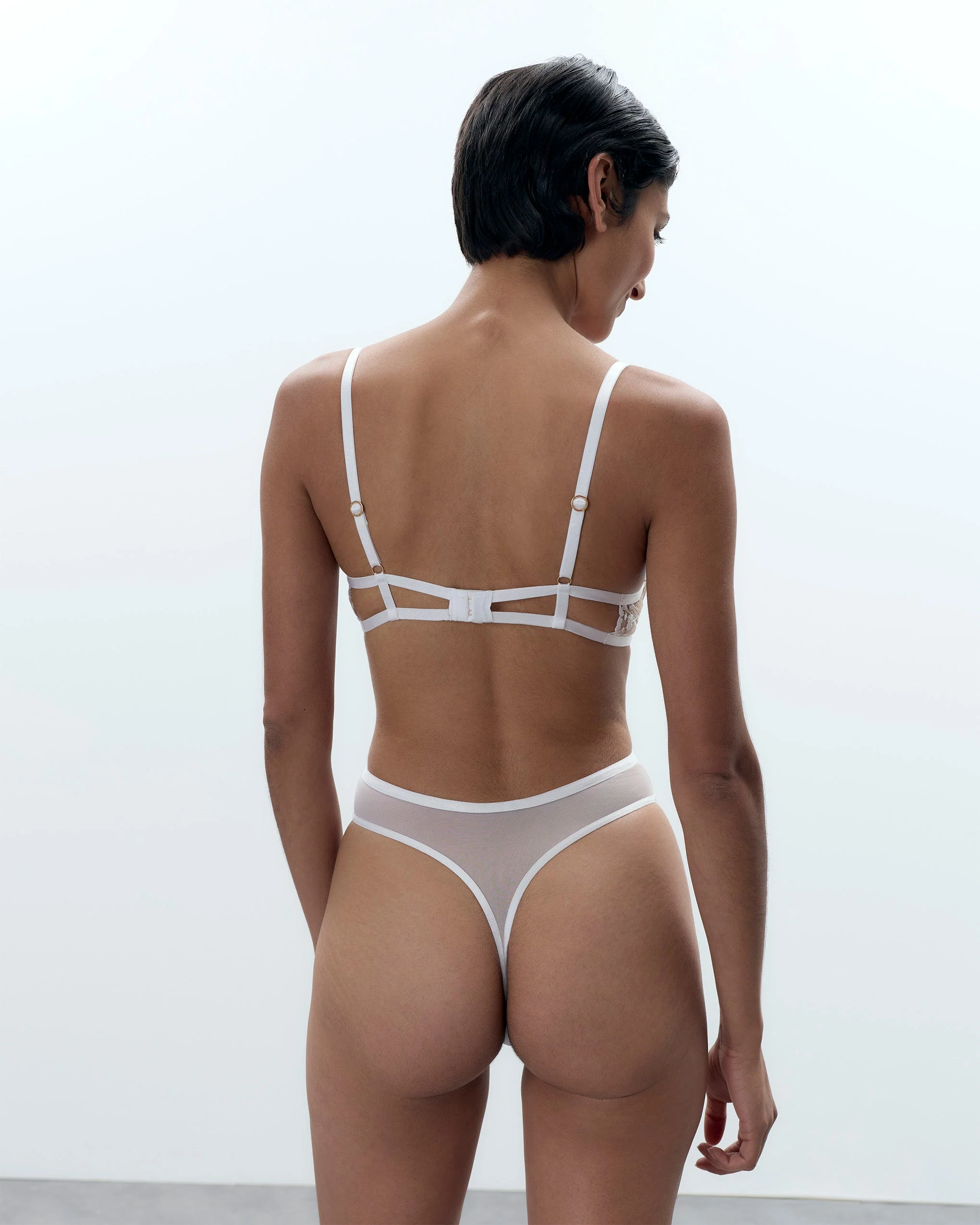 Marisa Embroidered Sheer Bodysuit White - Image 3