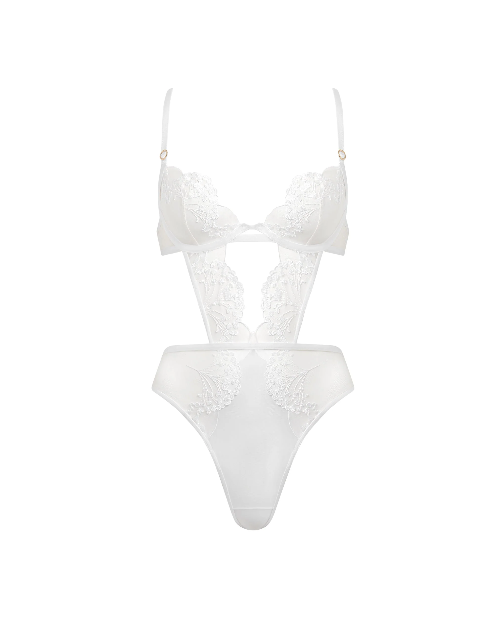 Marisa Embroidered Sheer Bodysuit White - Image 5