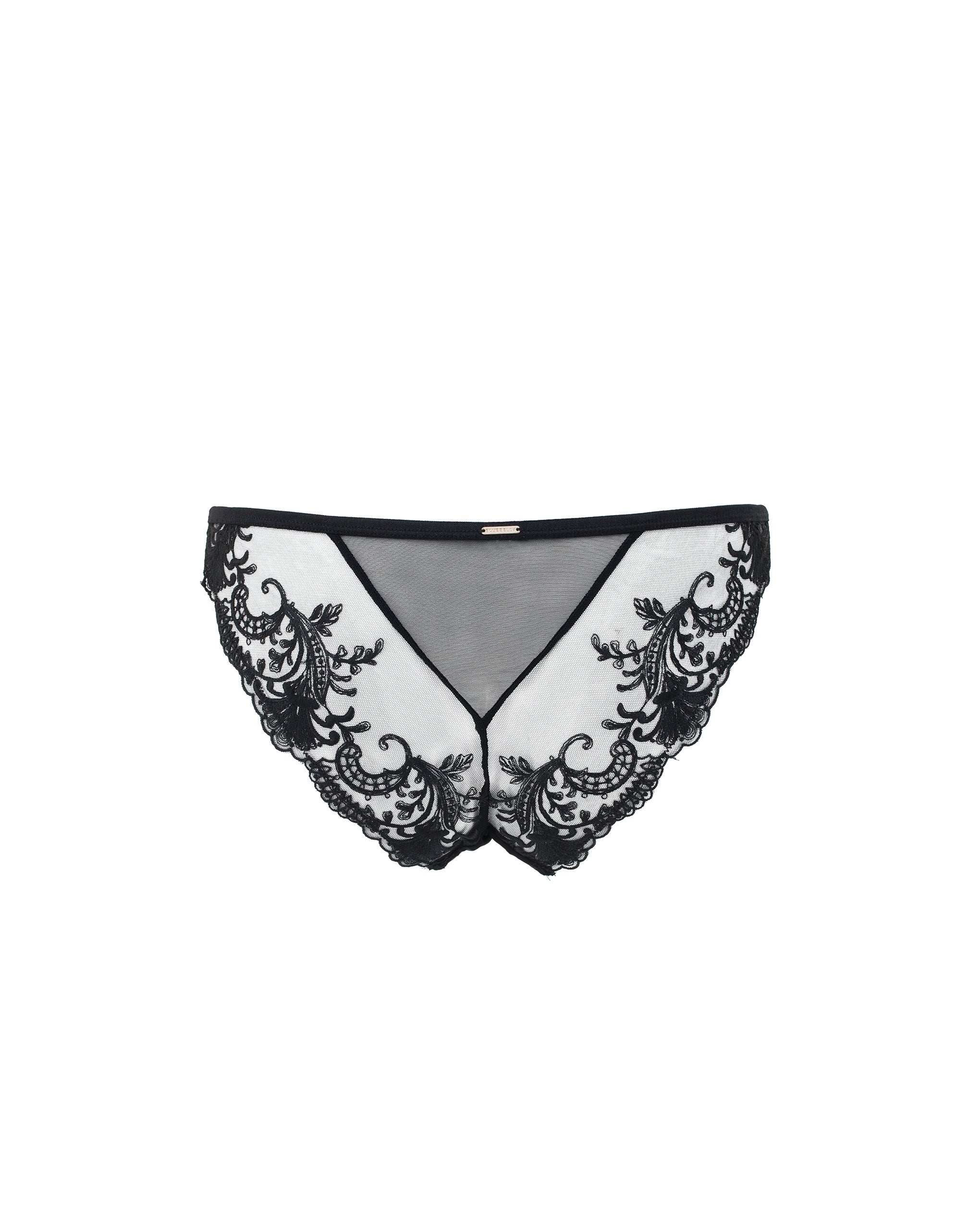 Marseille Embroidered Sheer Brief Black - Image 6