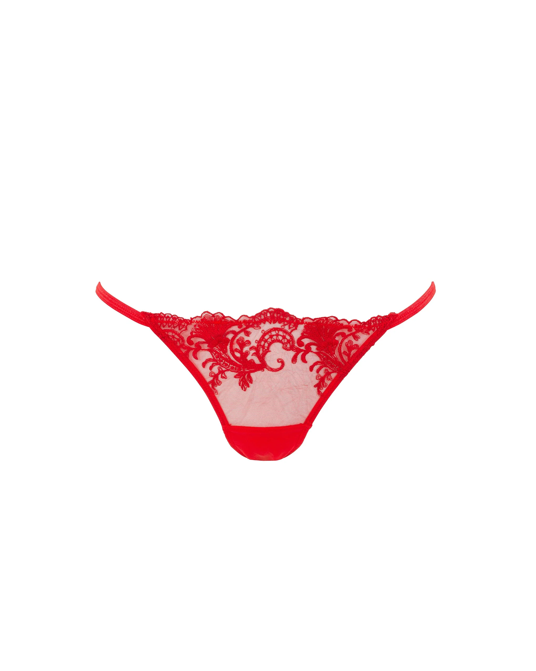 Marseille Embroidered Sheer Brief Red - Image 5