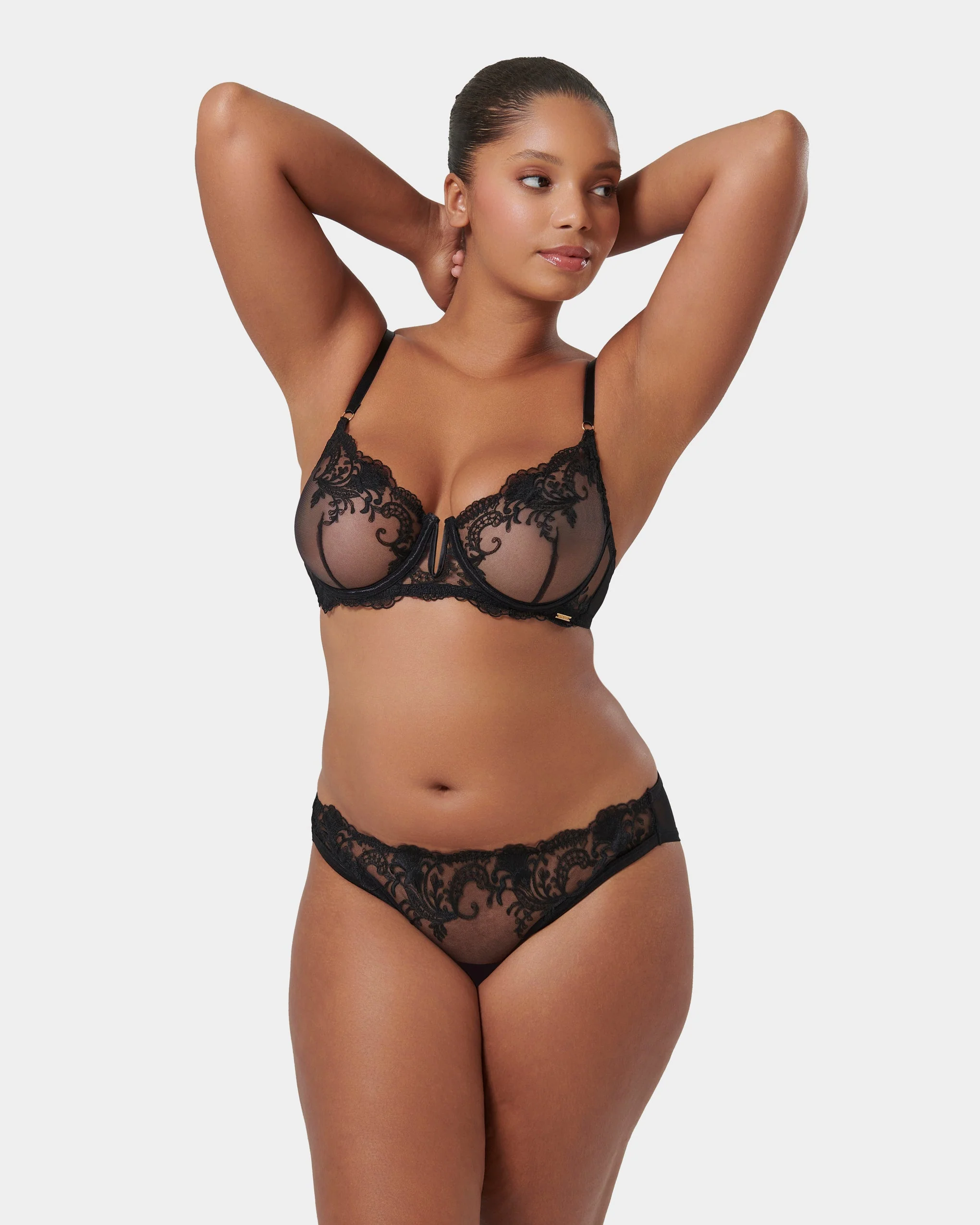 Marseille Embroidered Mesh-Sided Brief Black - Image 9