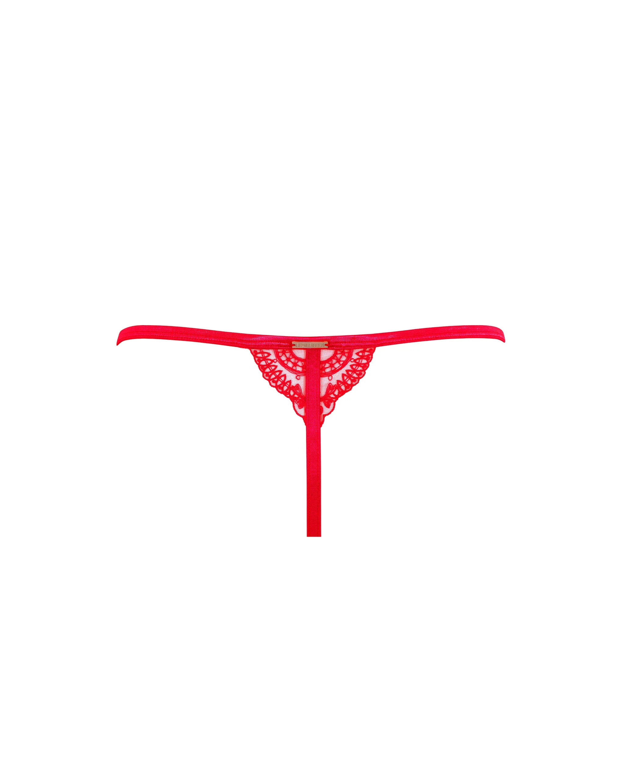Marseille Embroidered Sheer Thong Red - Image 6