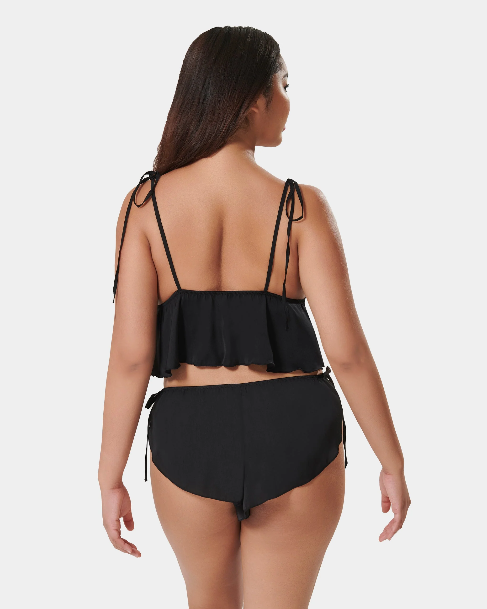 Nicole Luxury Satin Cami and Short Set Black - Image 3