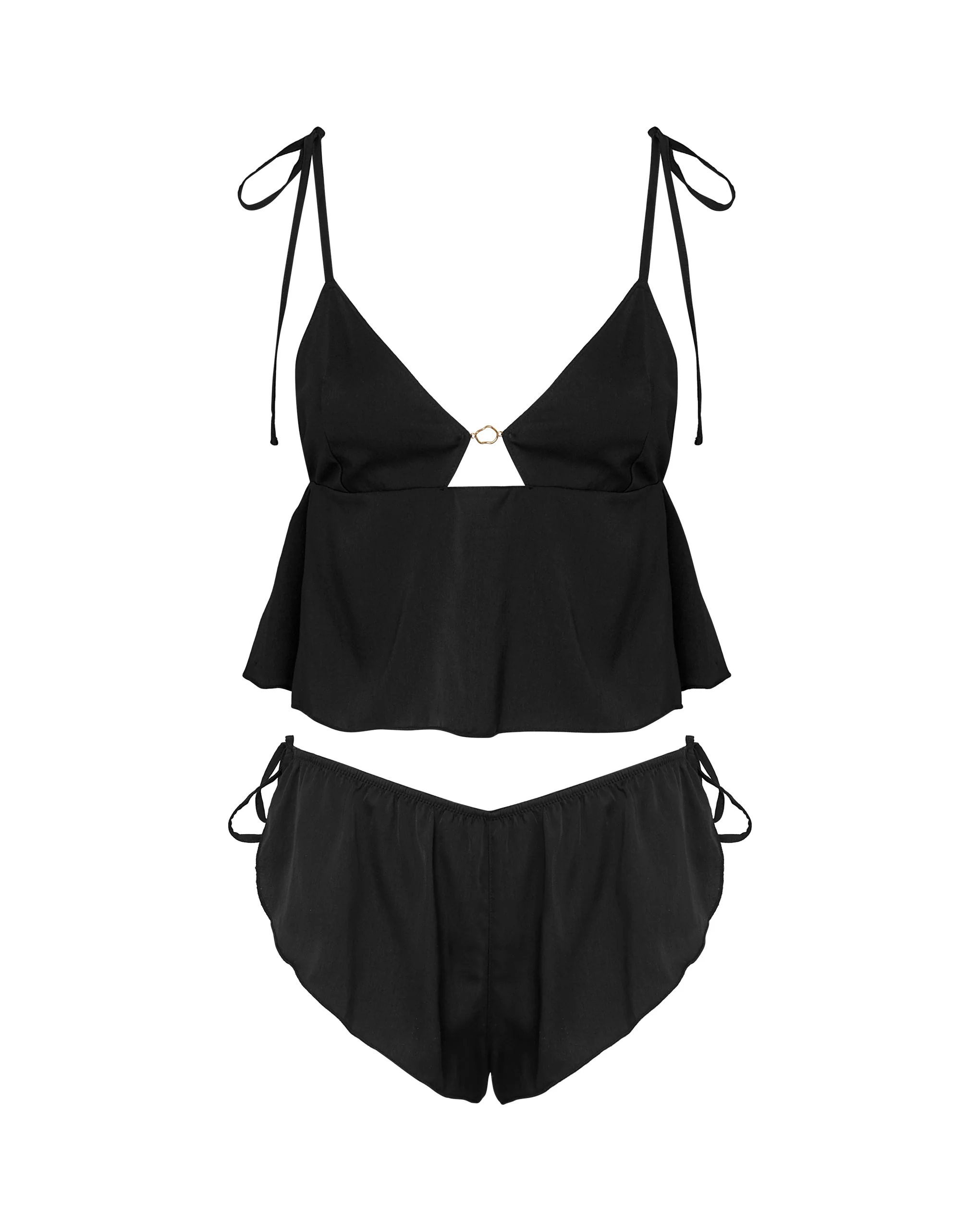 Nicole Luxury Satin Cami and Short Set Black - Image 5
