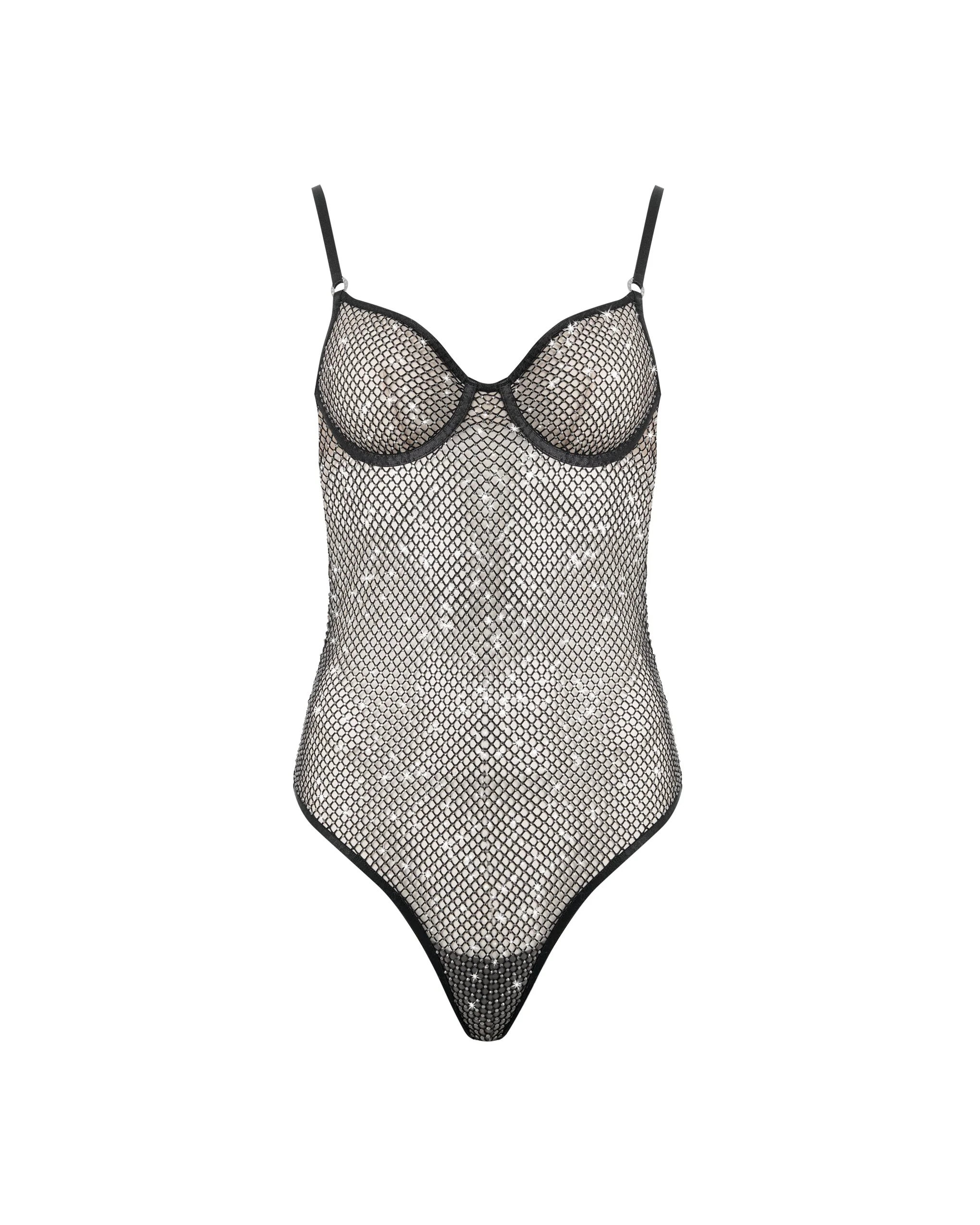 Noor Sheer Mesh Bodysuit Black - Image 5