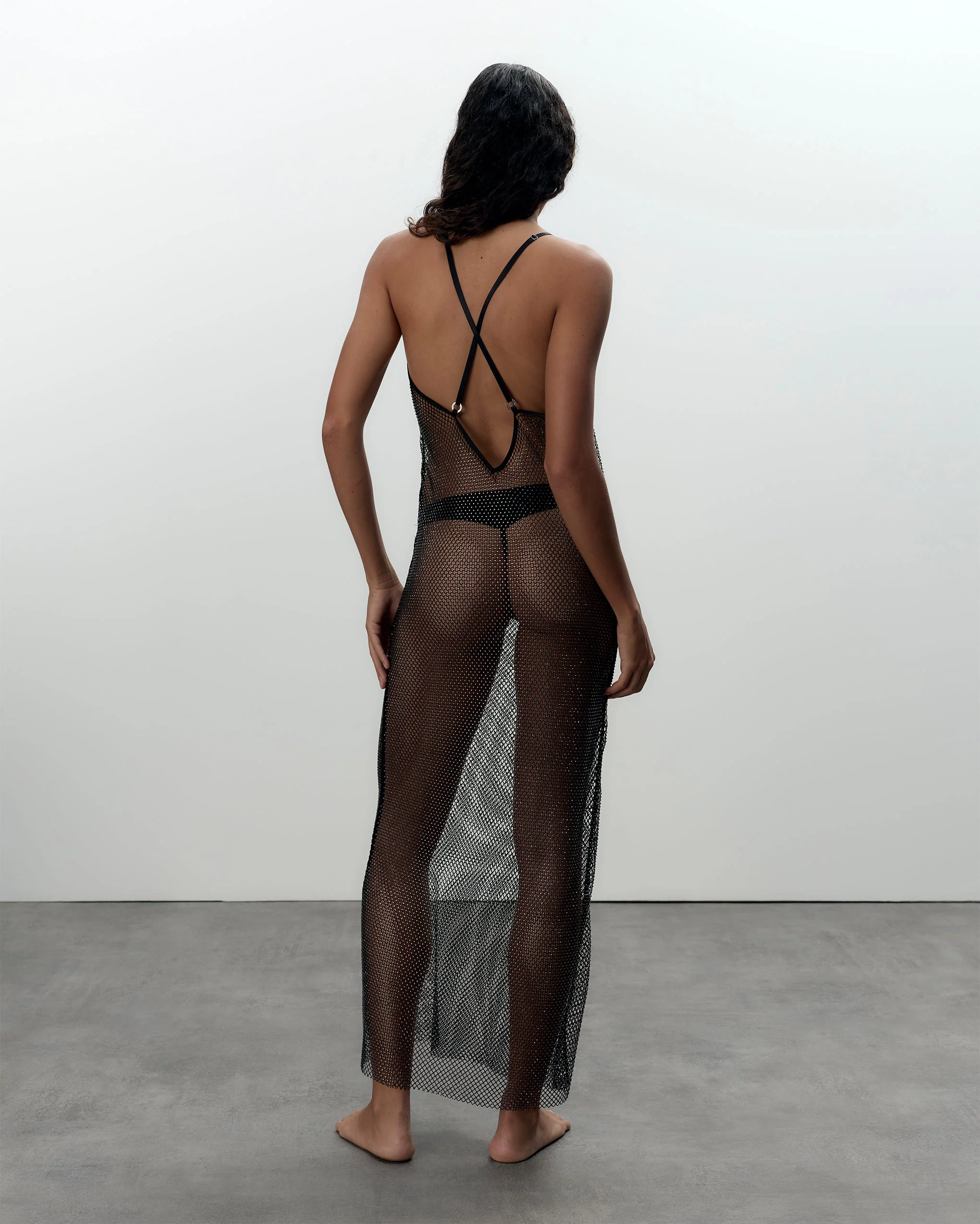Noor Sheer Mesh Chemise Black - Image 3