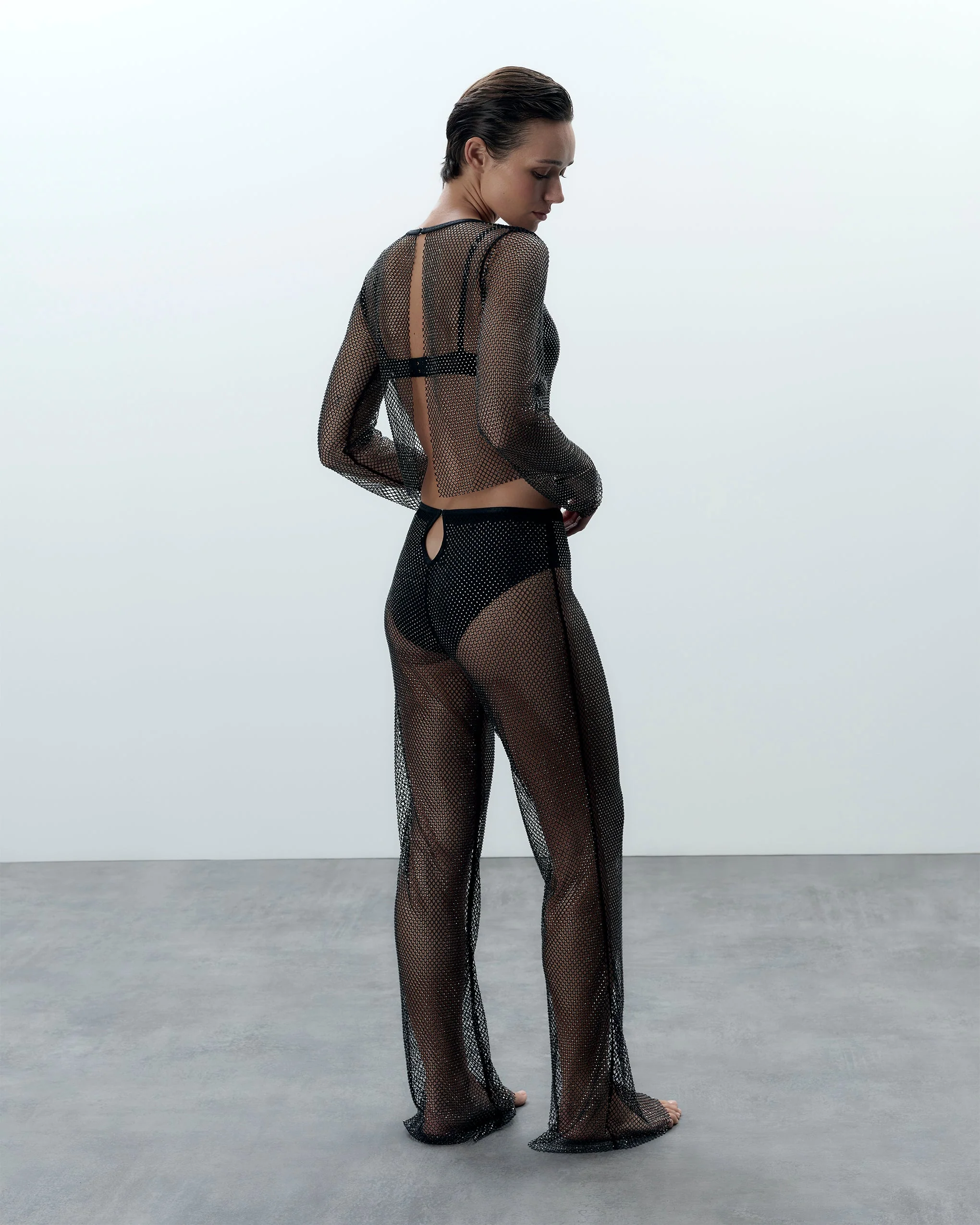 Noor Sheer Mesh Trousers Black - Image 3