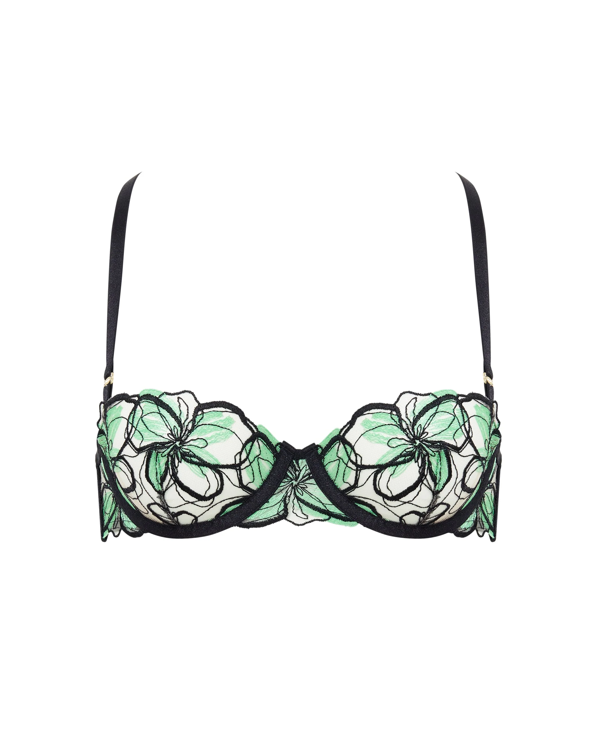 Odette Floral Balcony Bra Black/Summer Green - Image 5