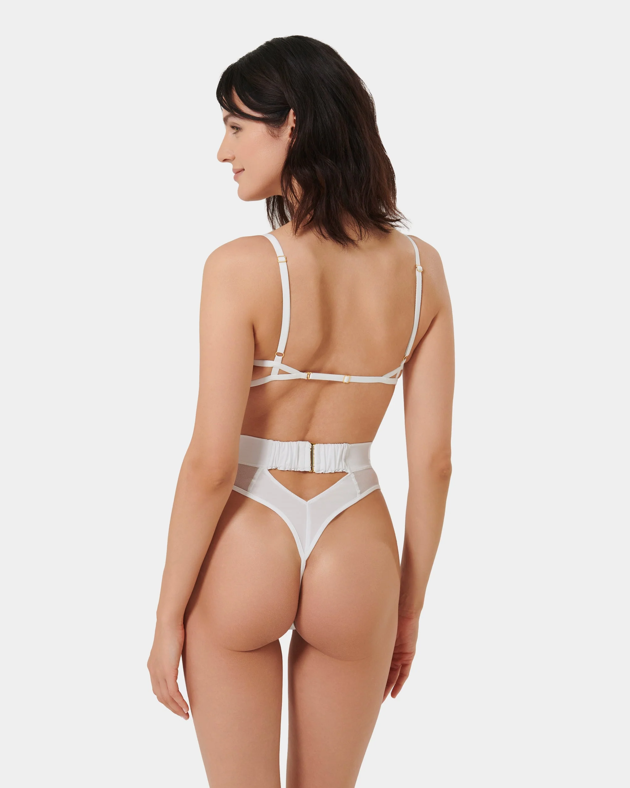 Orla Sheer Mesh Bodysuit White - Image 3