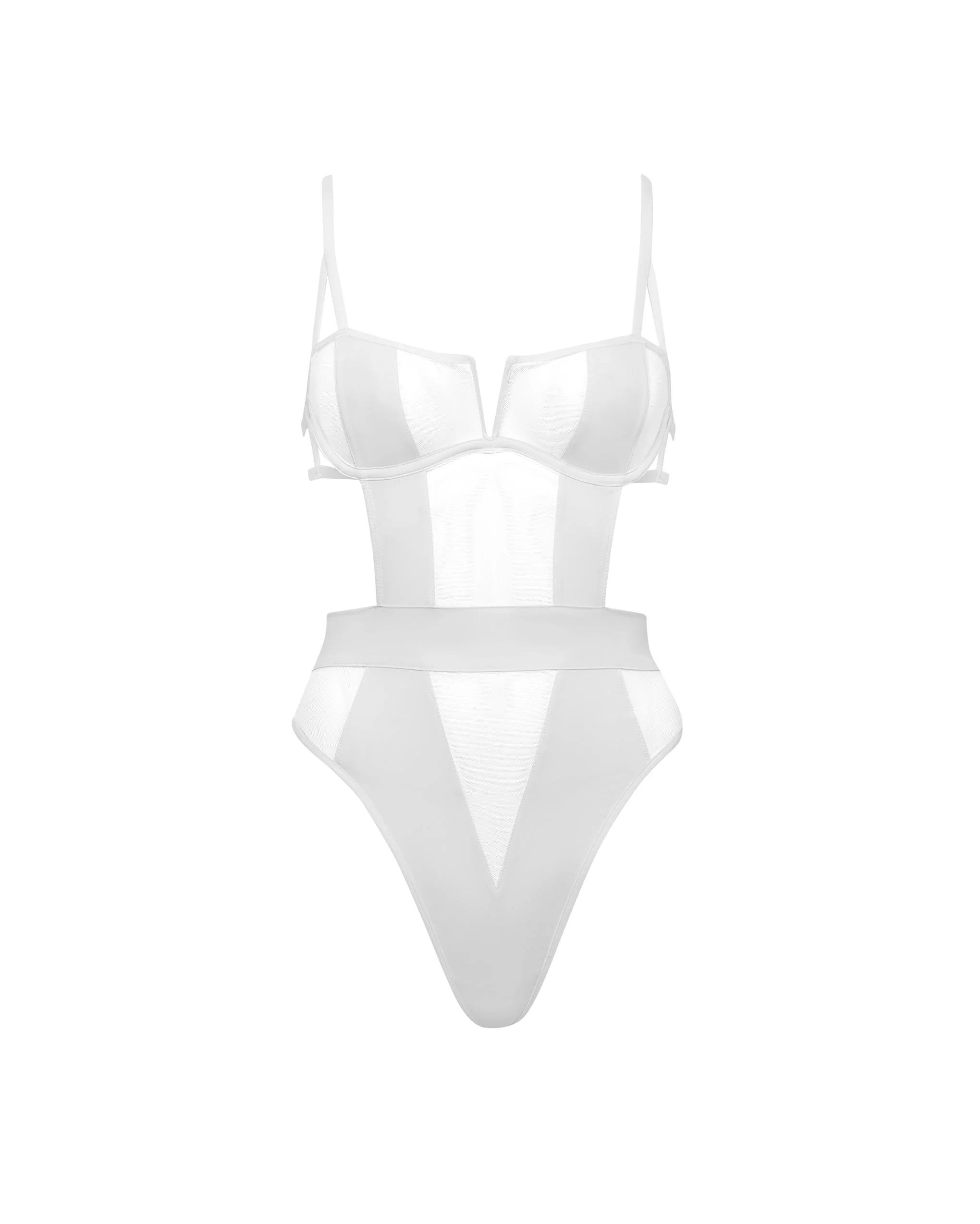 Orla Sheer Mesh Bodysuit White - Image 5