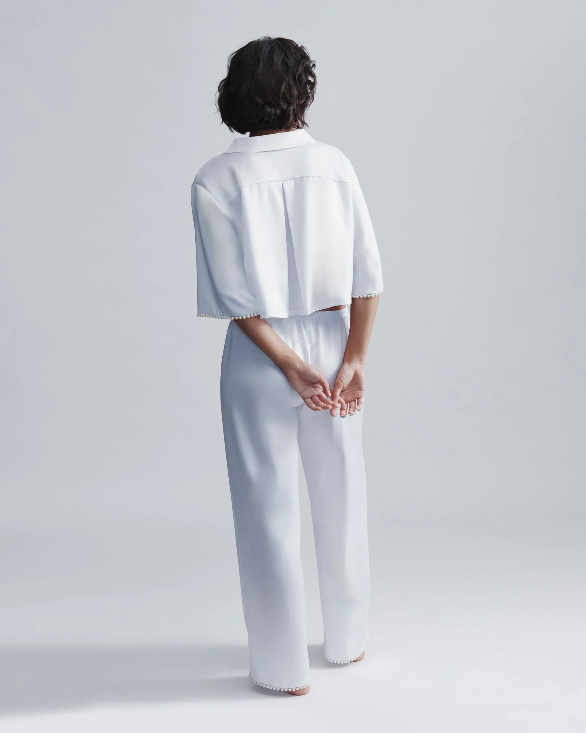 Pearl Luxury Satin Trousers White/Pearl - Image 3