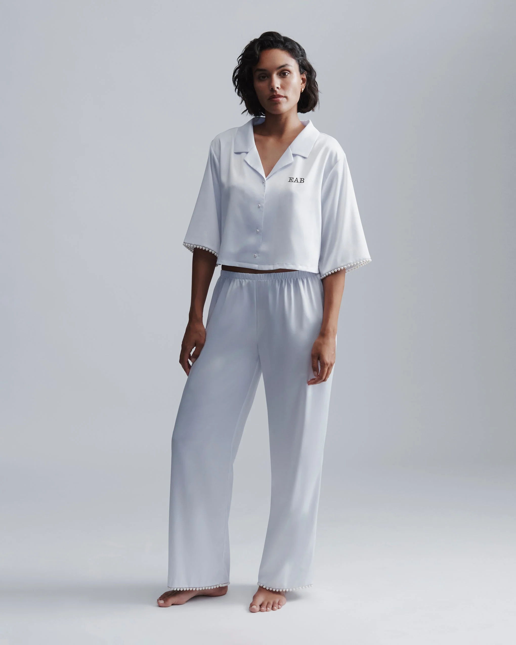 Pearl Luxury Satin Trousers White/Pearl - Image 7