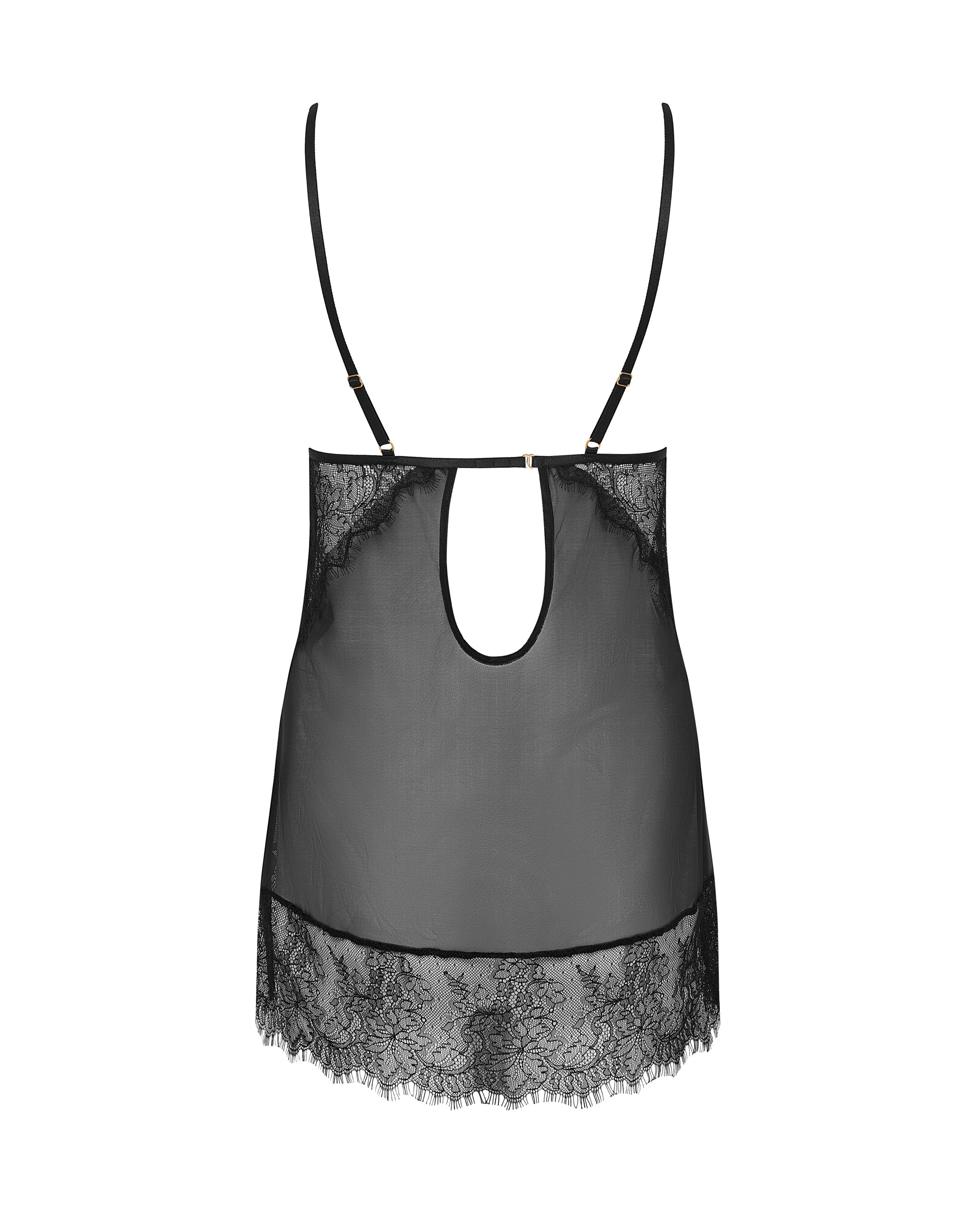 Peony Short Chemise and Thong Set Black - Image 6