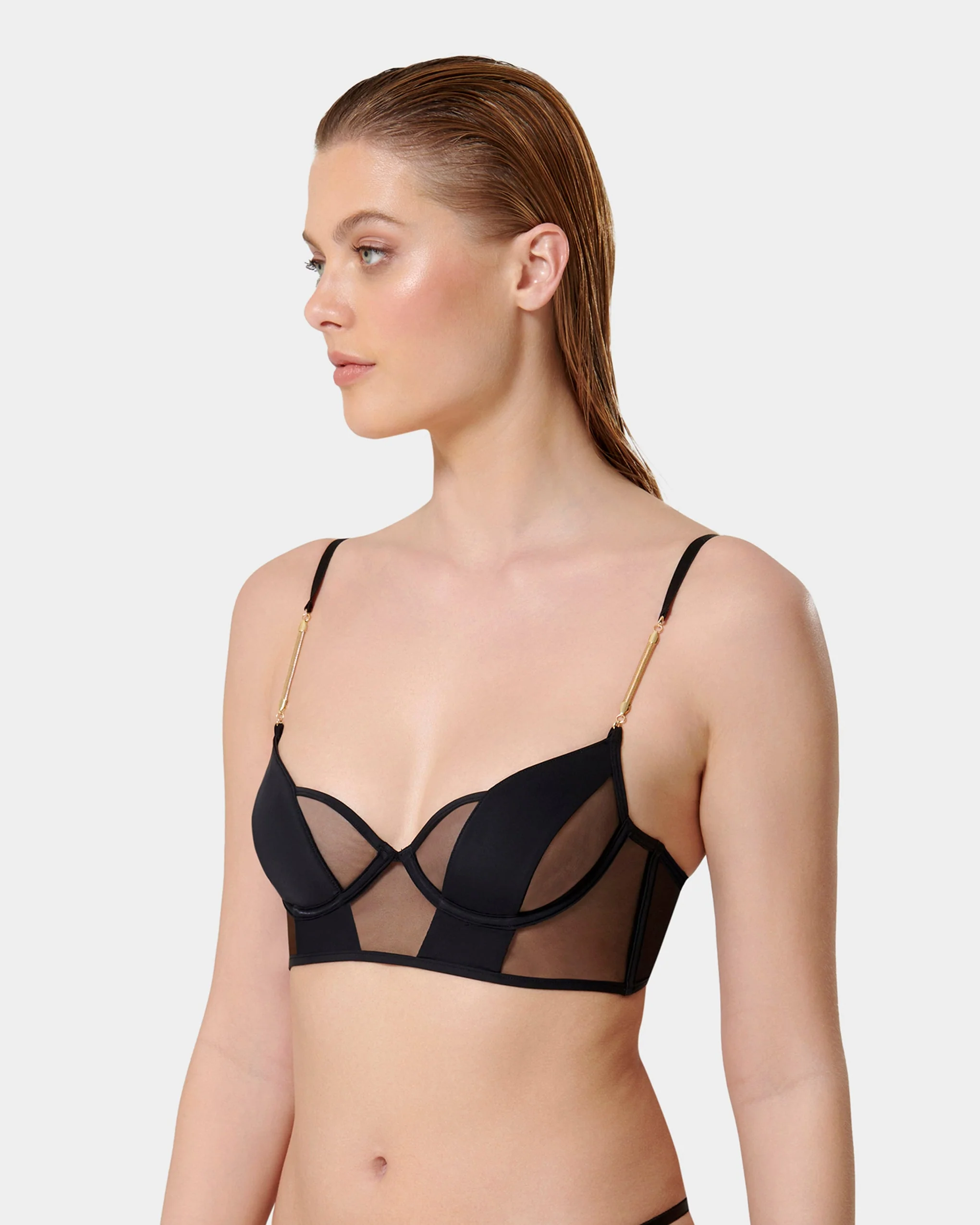 Raine Wired Longline Bra Black - Image 7
