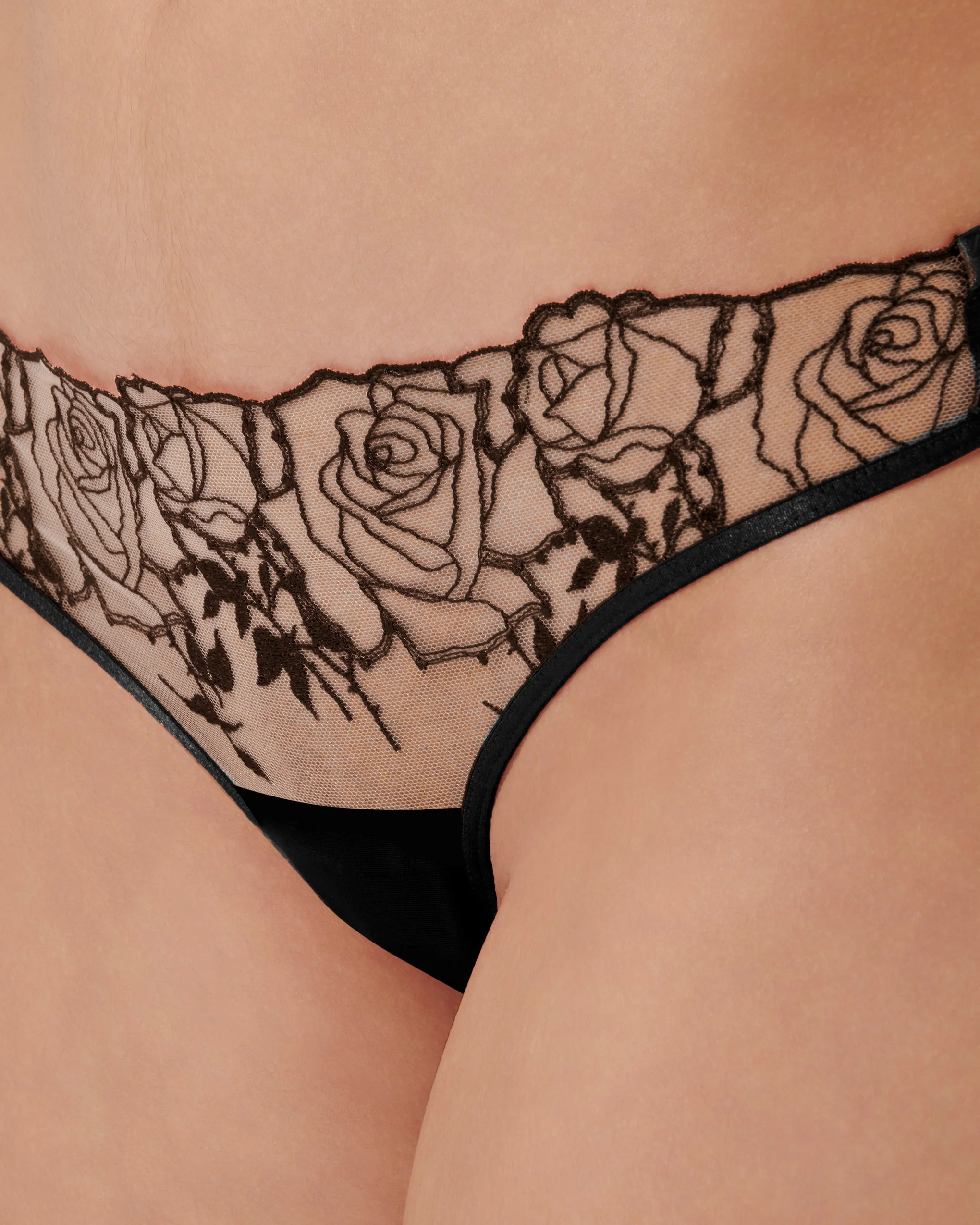 Rosalie Embroidered Brief Black - Image 4