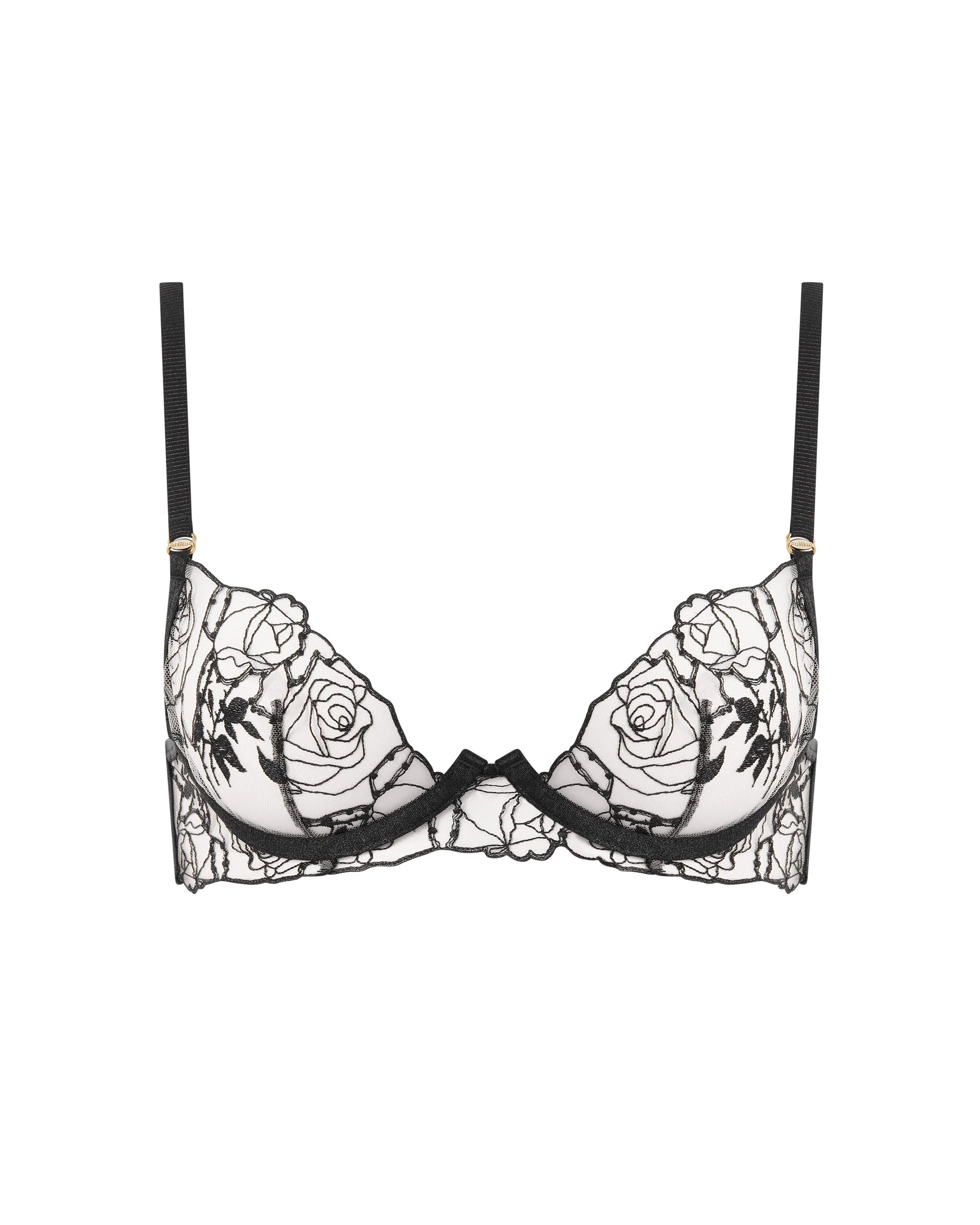Rosalie Embroidered Plunge Bra Black - Image 5