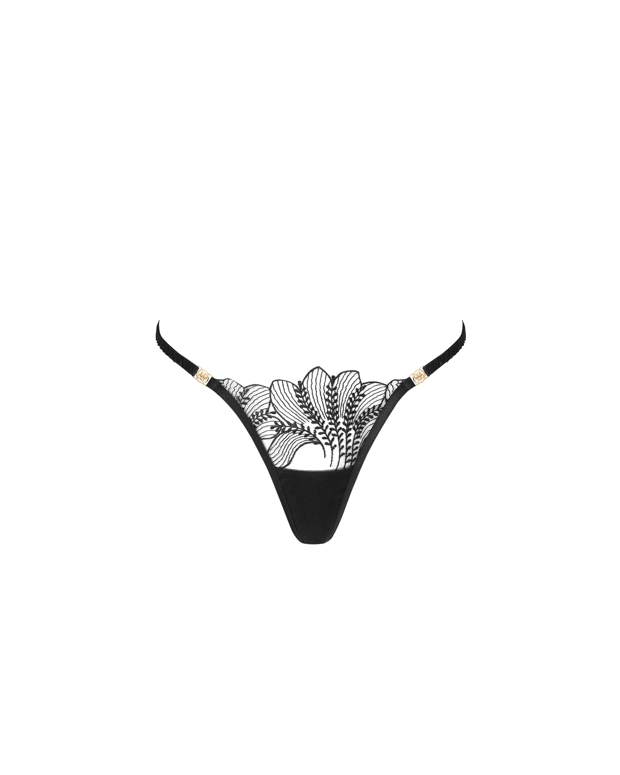 Sadiya Embroidered Sheer Thong Black - Image 5