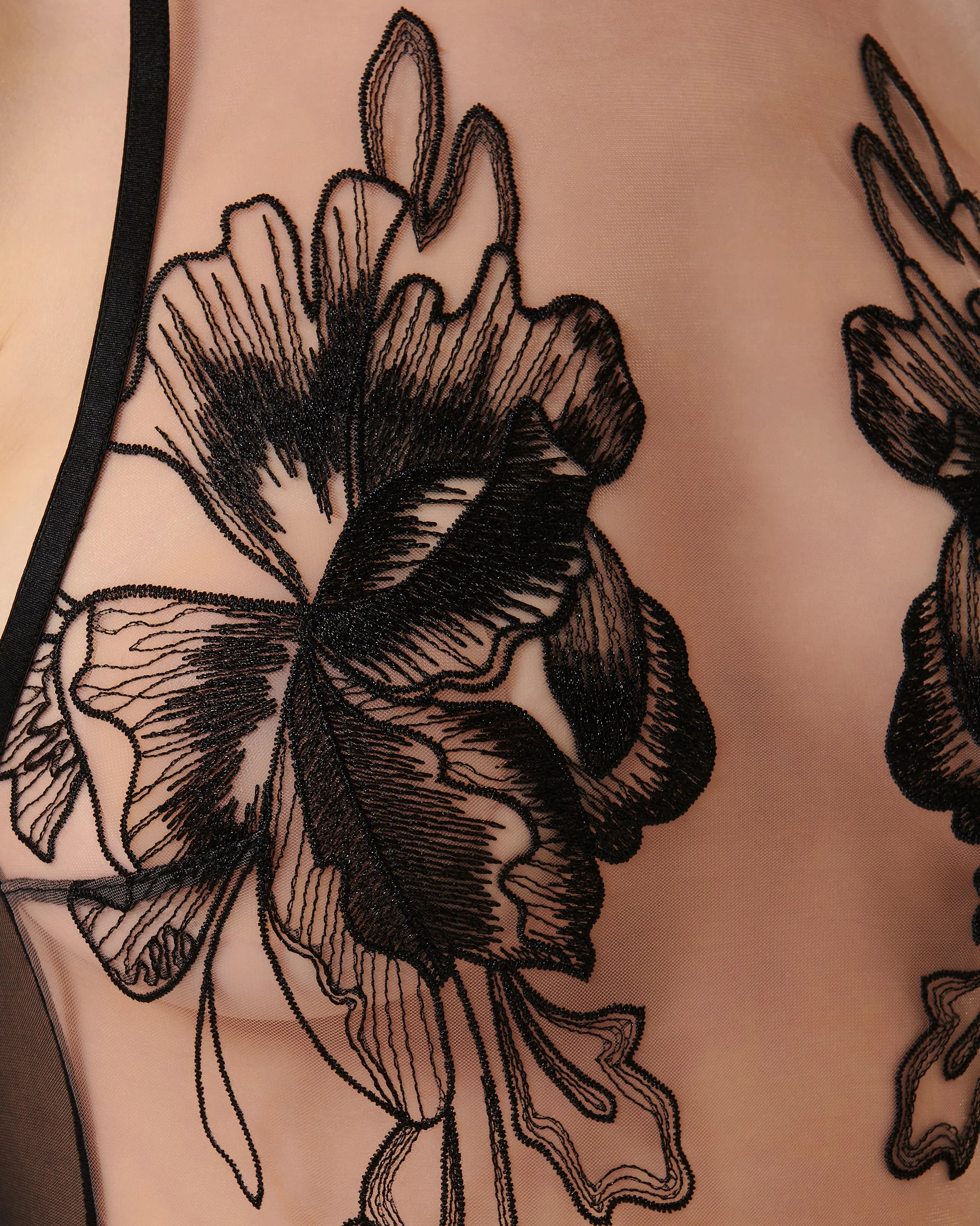 Safiya Embroidered Sheer Bodysuit Black - Image 4