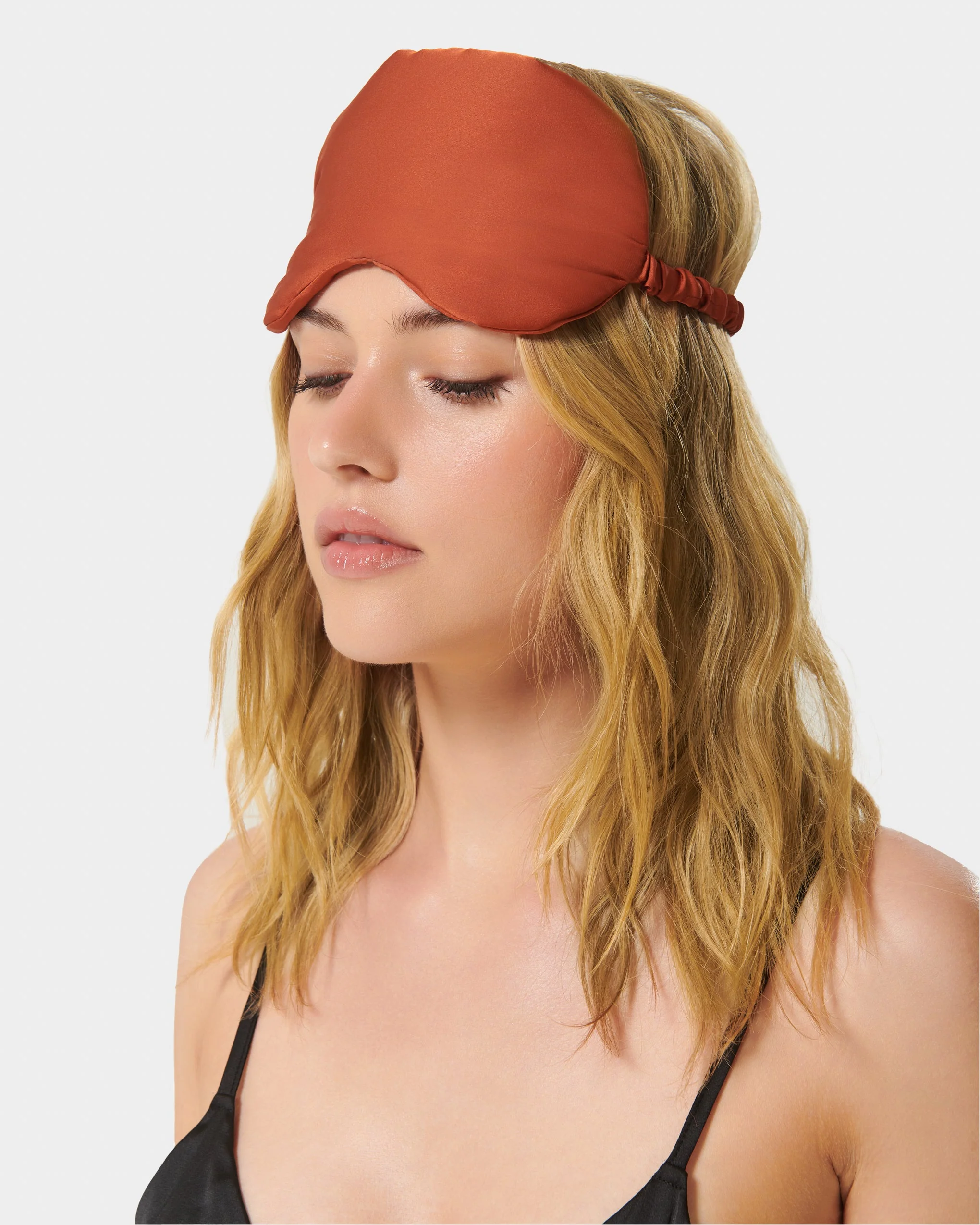 Saskia Luxury Satin Eye Mask Baked Clay - Image 3