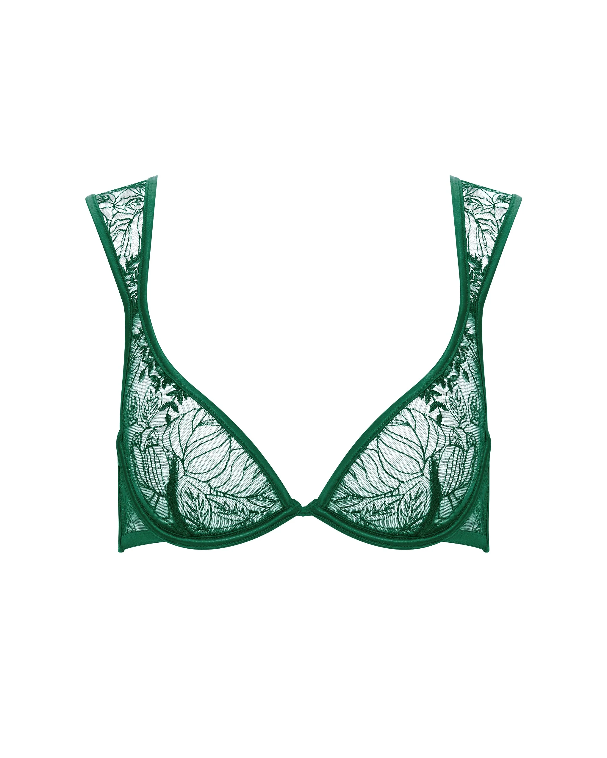 Seraphim Embroidered Sheer Bra Green - Image 5