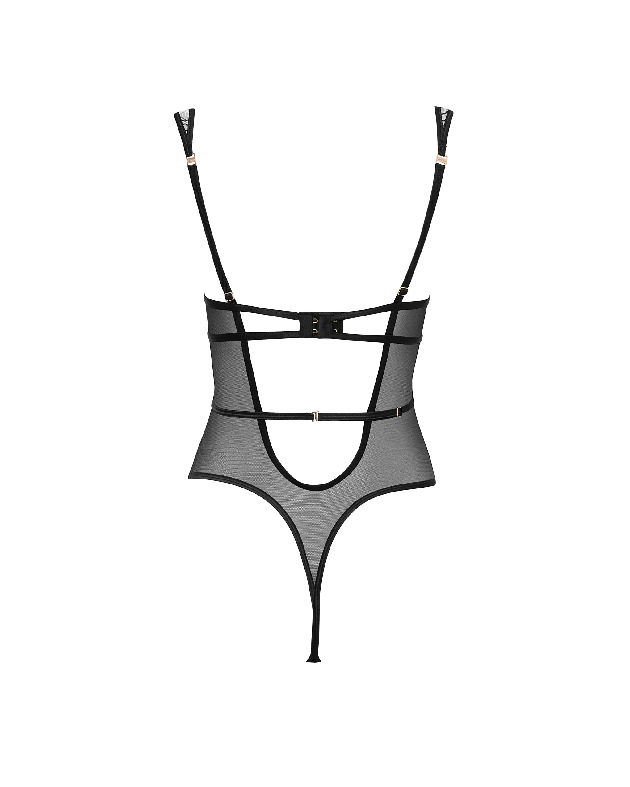 Seraphim Embroidered Sheer Bodysuit Black - Image 6