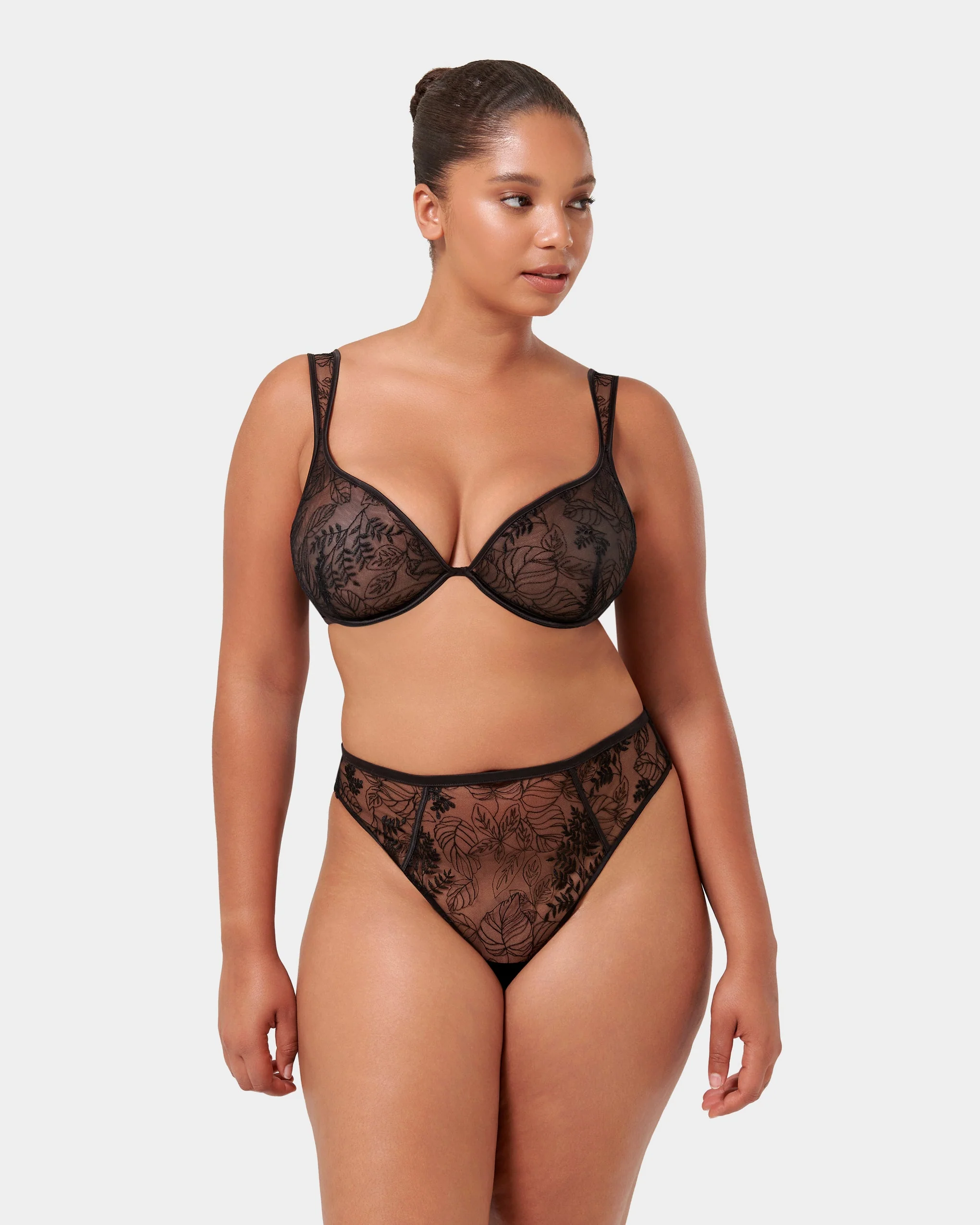 Seraphim Embroidered Sheer Bra Black - Image 11