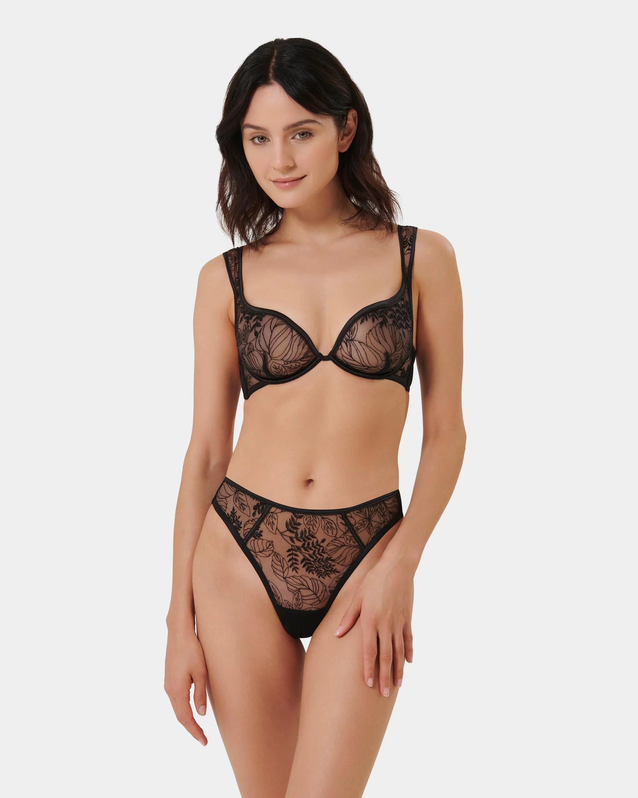 Seraphim Embroidered Sheer Bra Black - Image 2