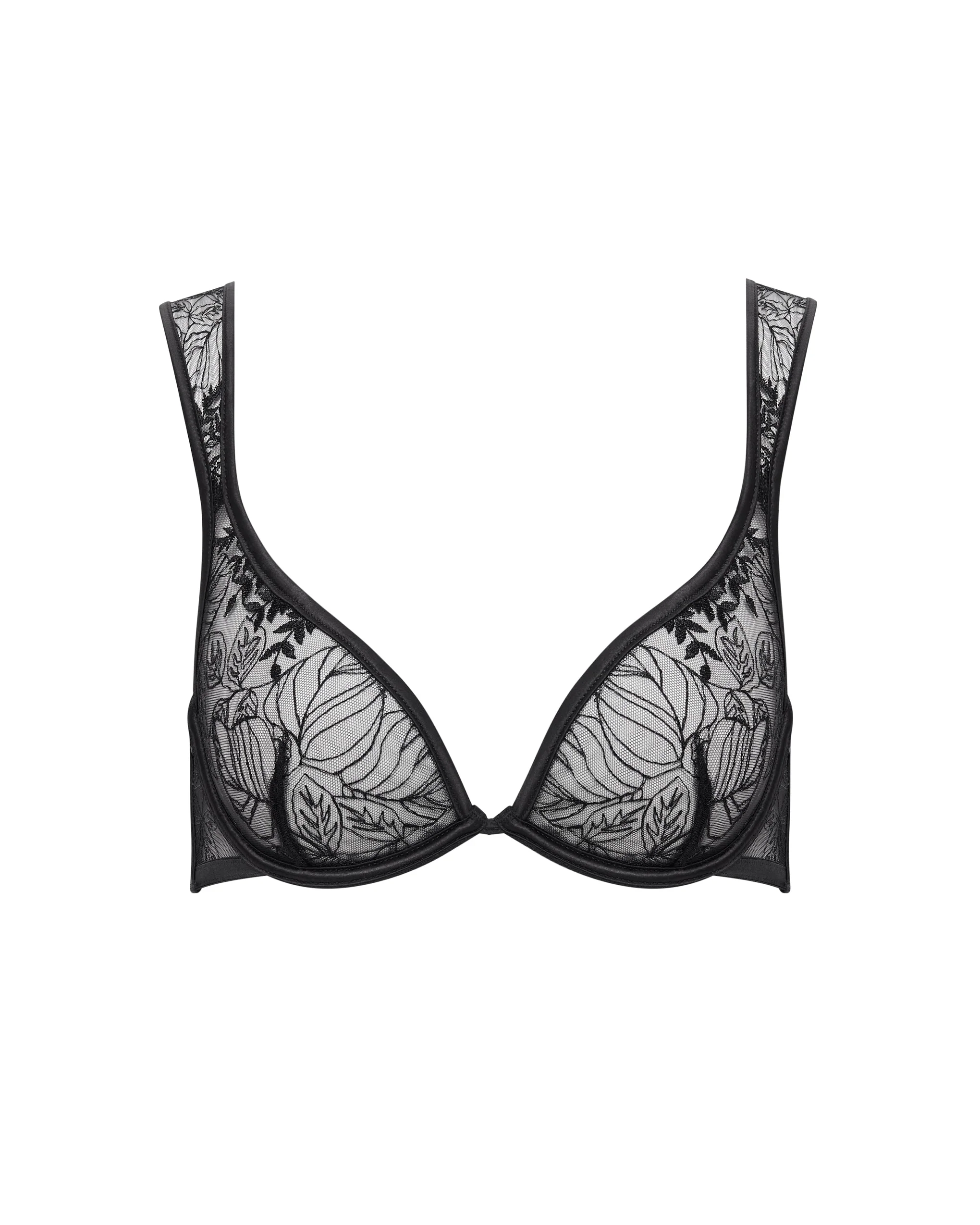 Seraphim Embroidered Sheer Bra Black - Image 5