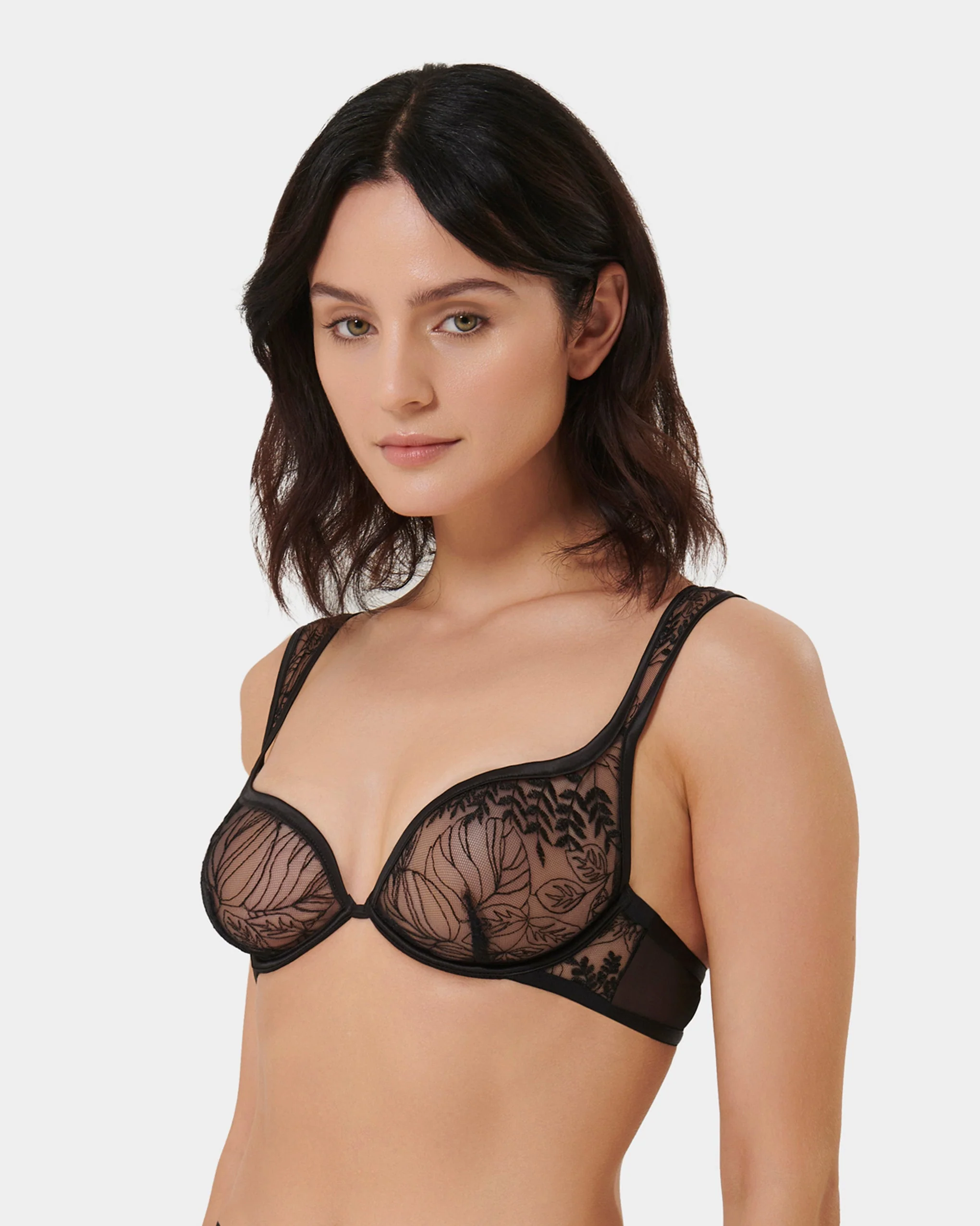 Seraphim Embroidered Sheer Bra Black - Image 7