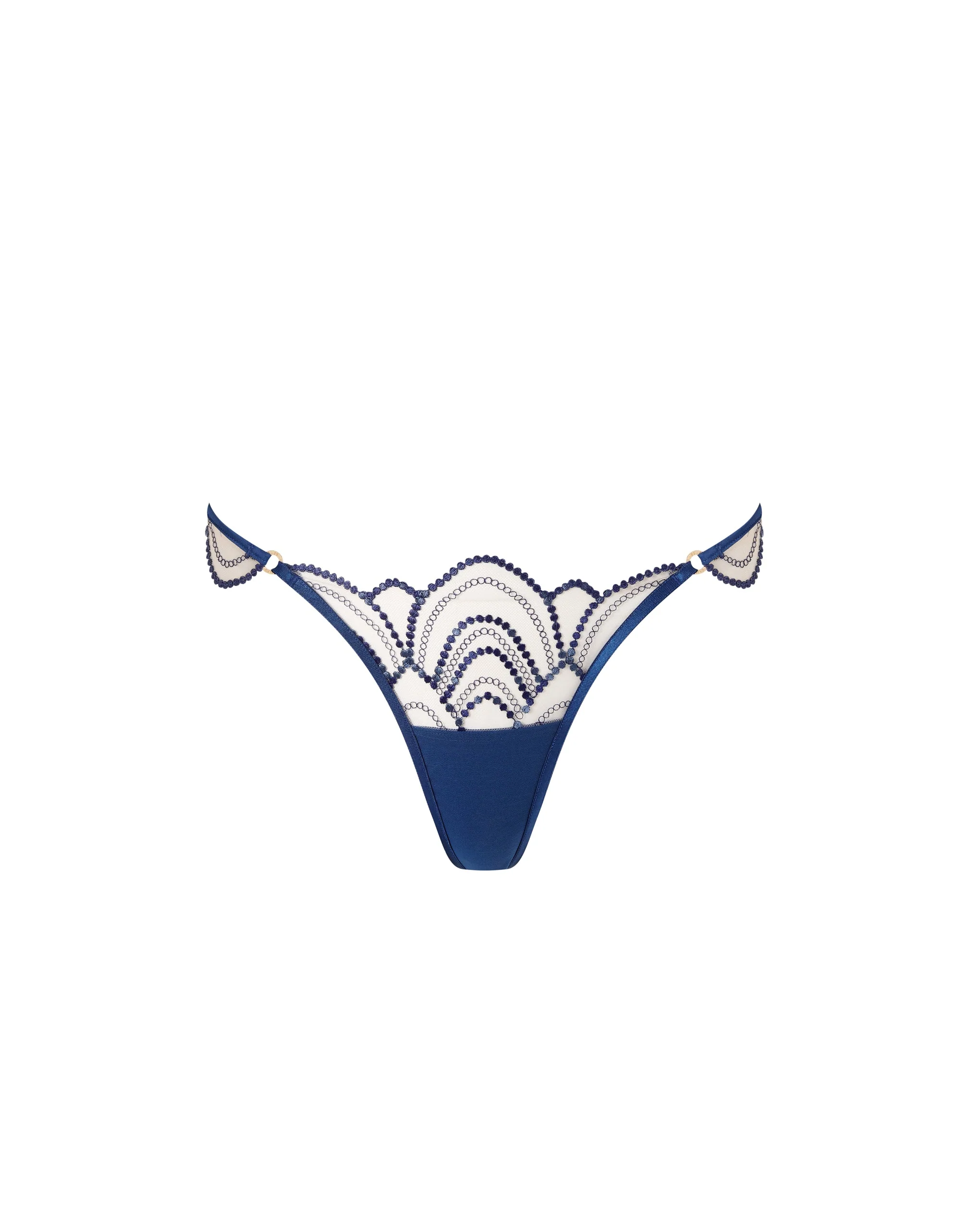 Soraya Embroidered Sheer Thong Blue - Image 5