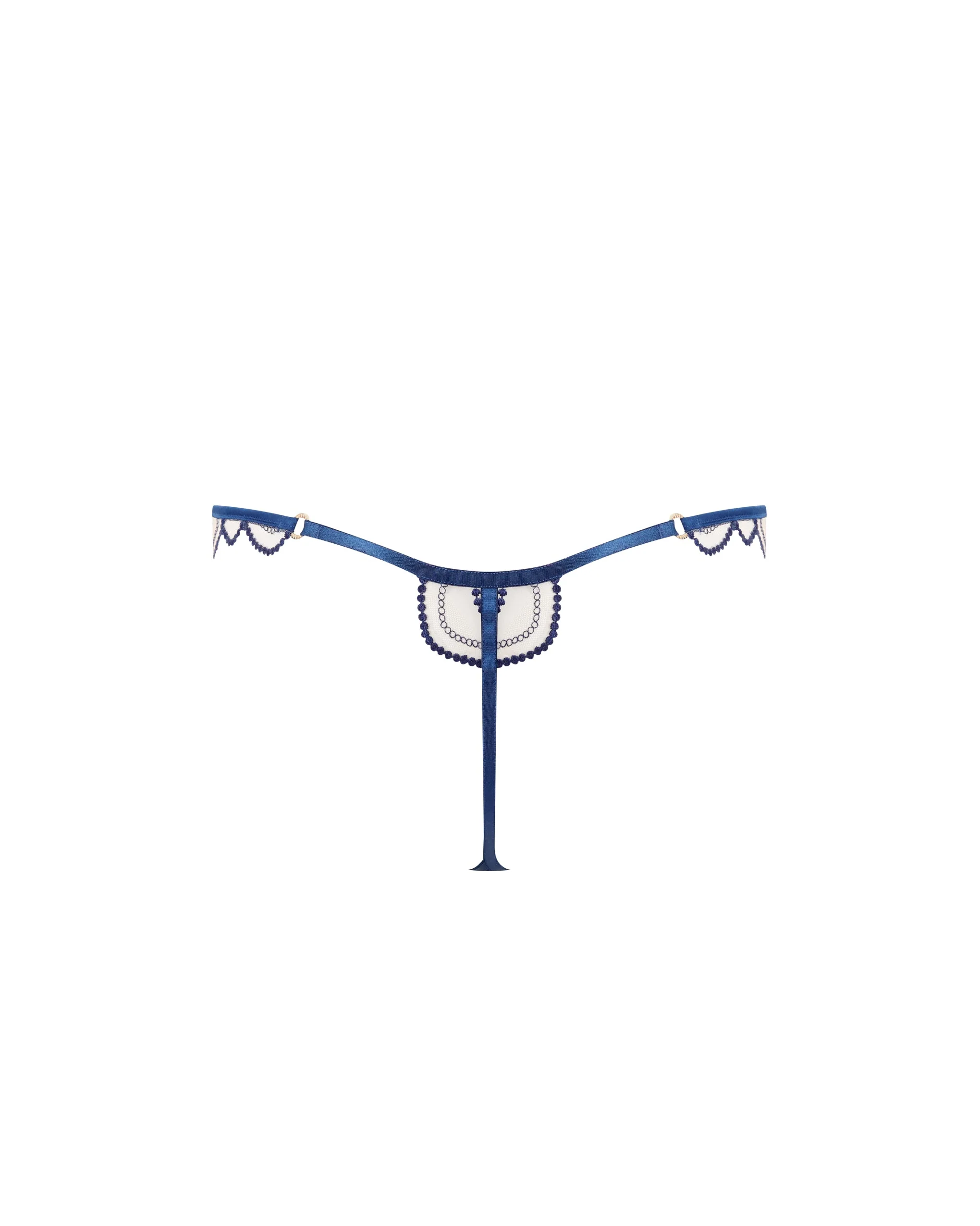 Soraya Embroidered Sheer Thong Blue - Image 6
