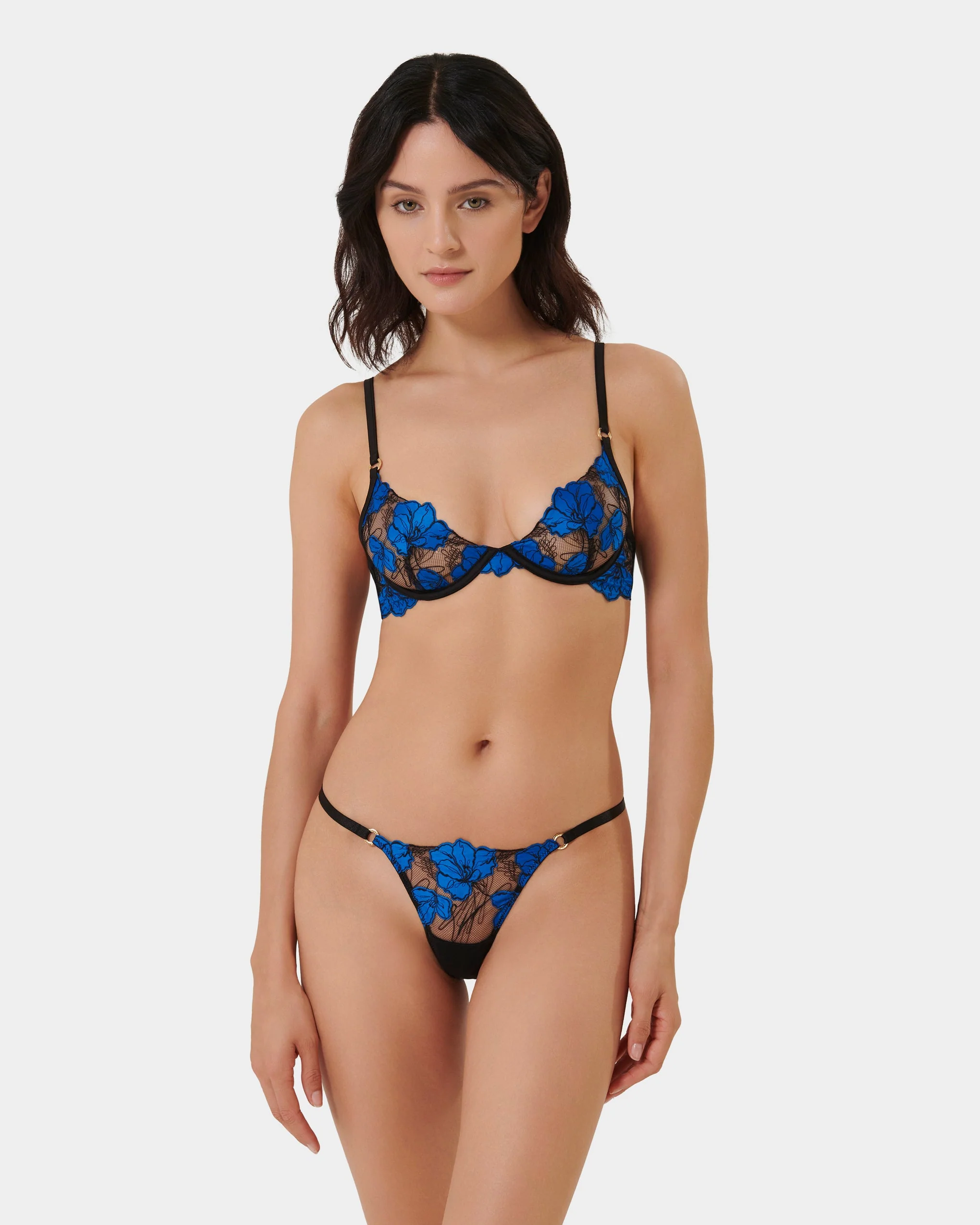 Sorento Floral Embroidered Bra Blue - Image 2
