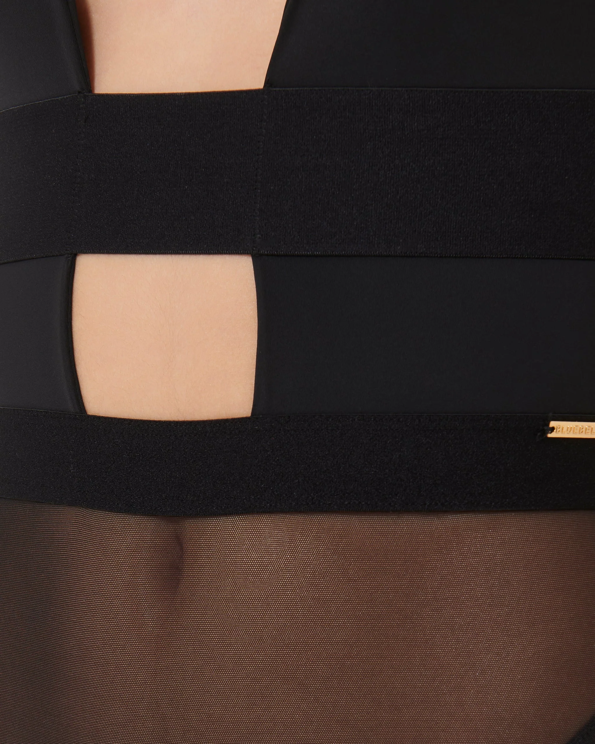 Topaz Strappy Sheer Bodysuit Black - Image 4