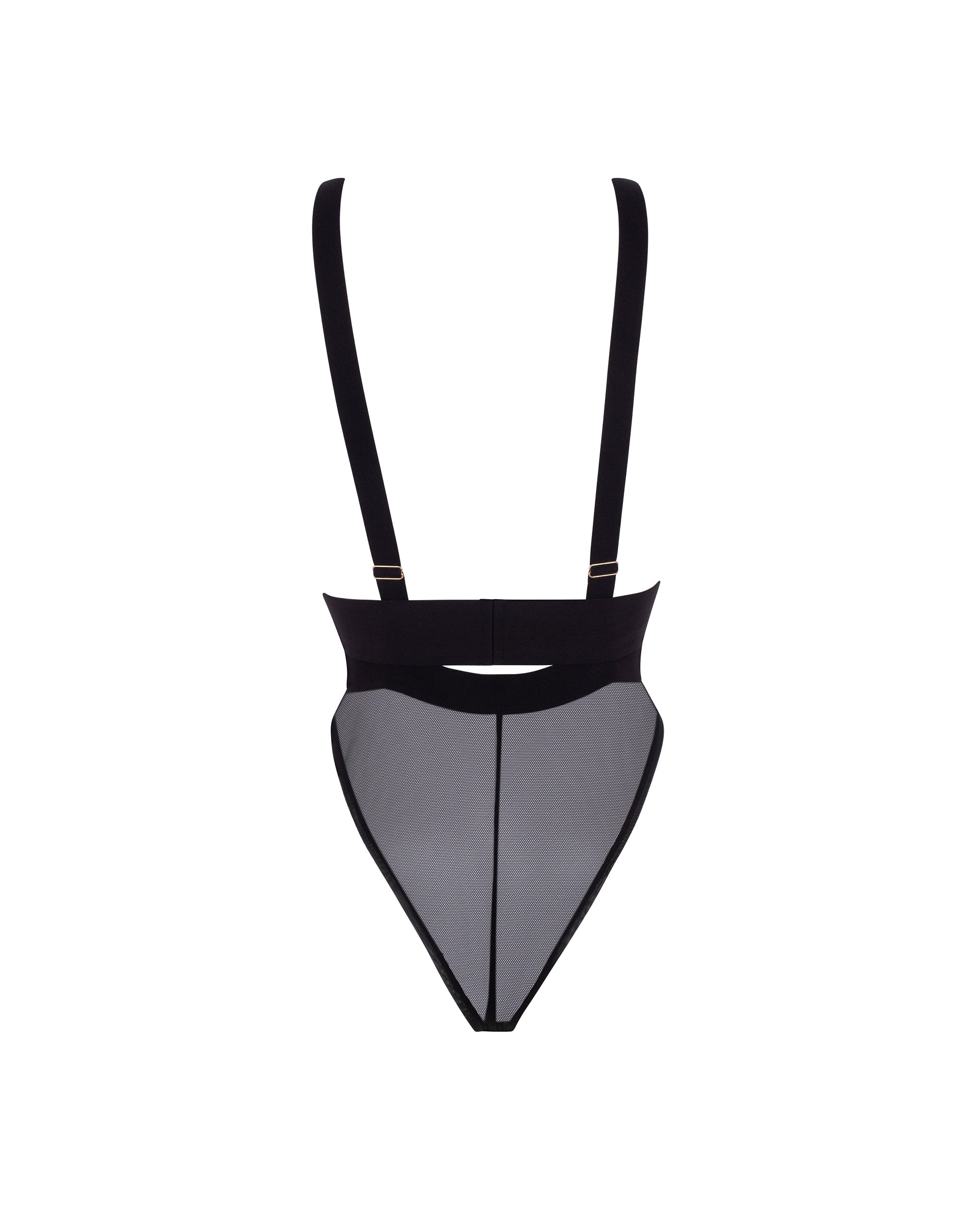 Topaz Strappy Sheer Bodysuit Black - Image 6