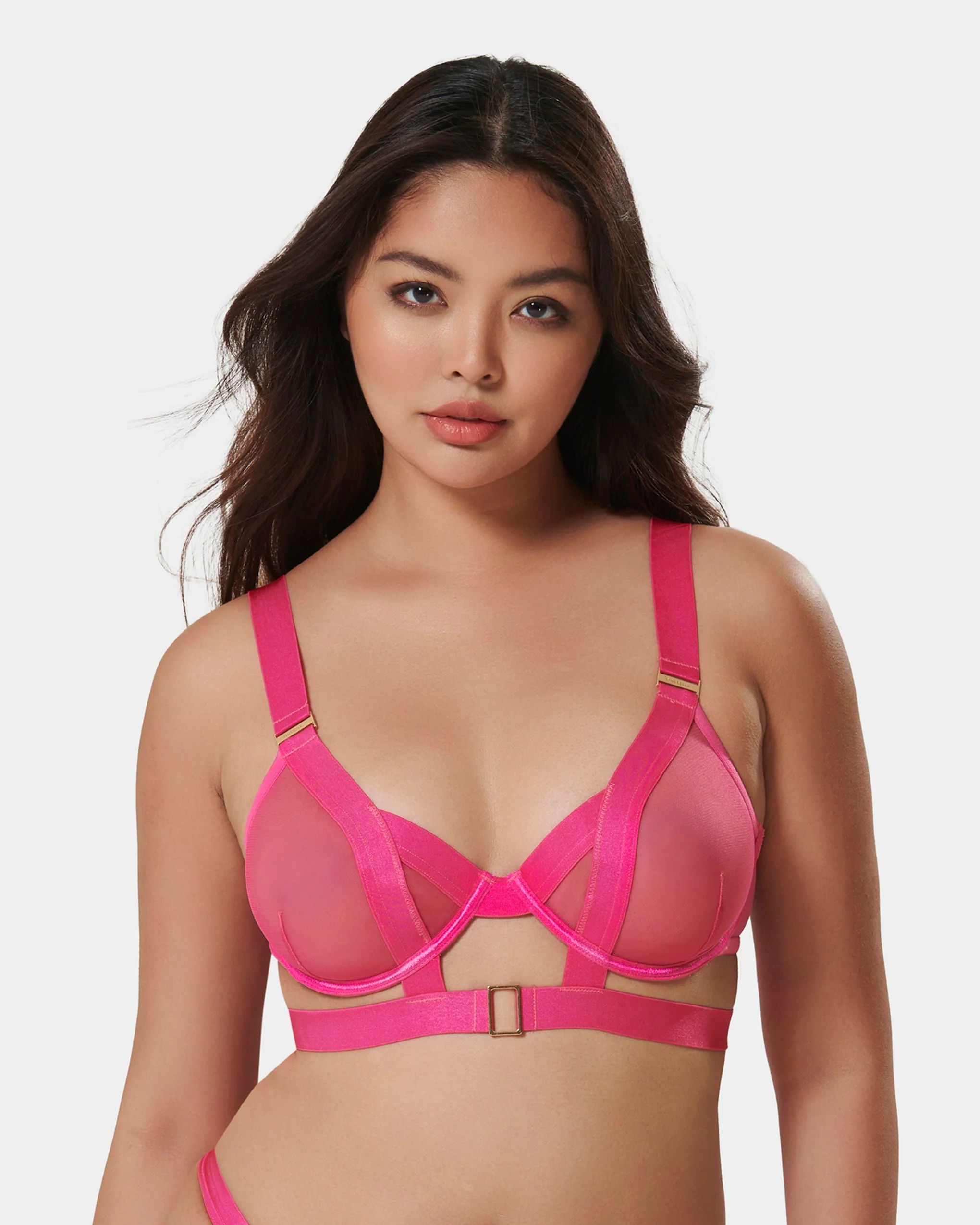 Trinity Sheer Strappy Bra Pink