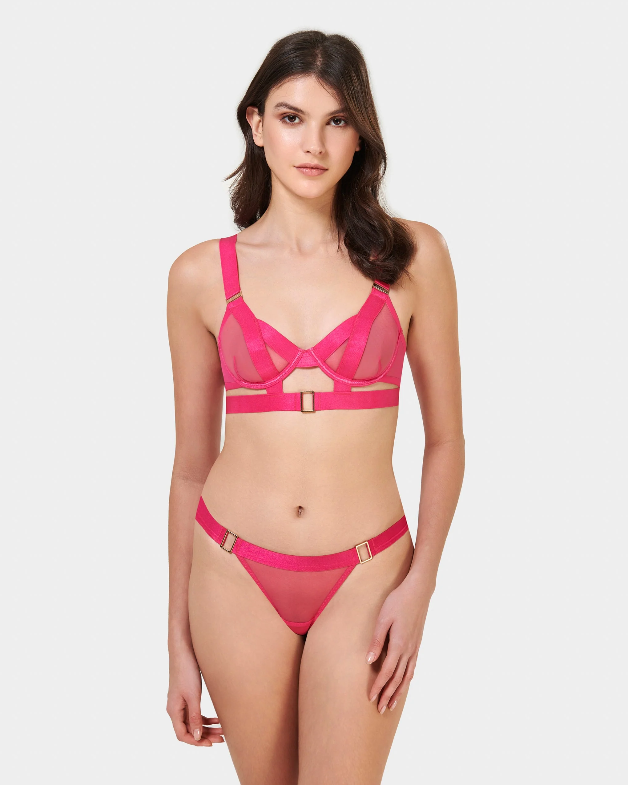 Trinity Sheer Strappy Bra Pink - Image 11