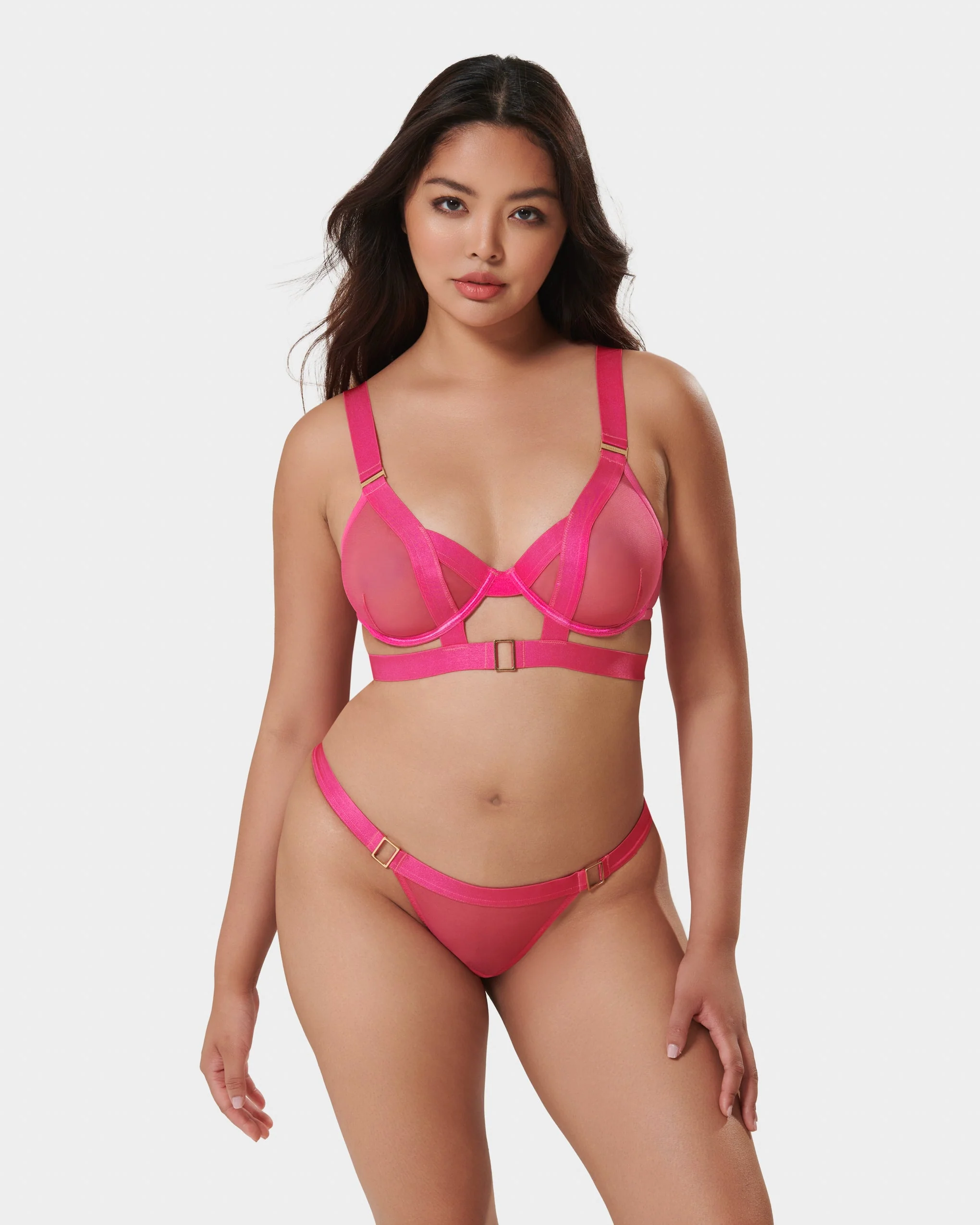 Trinity Sheer Strappy Bra Pink - Image 2