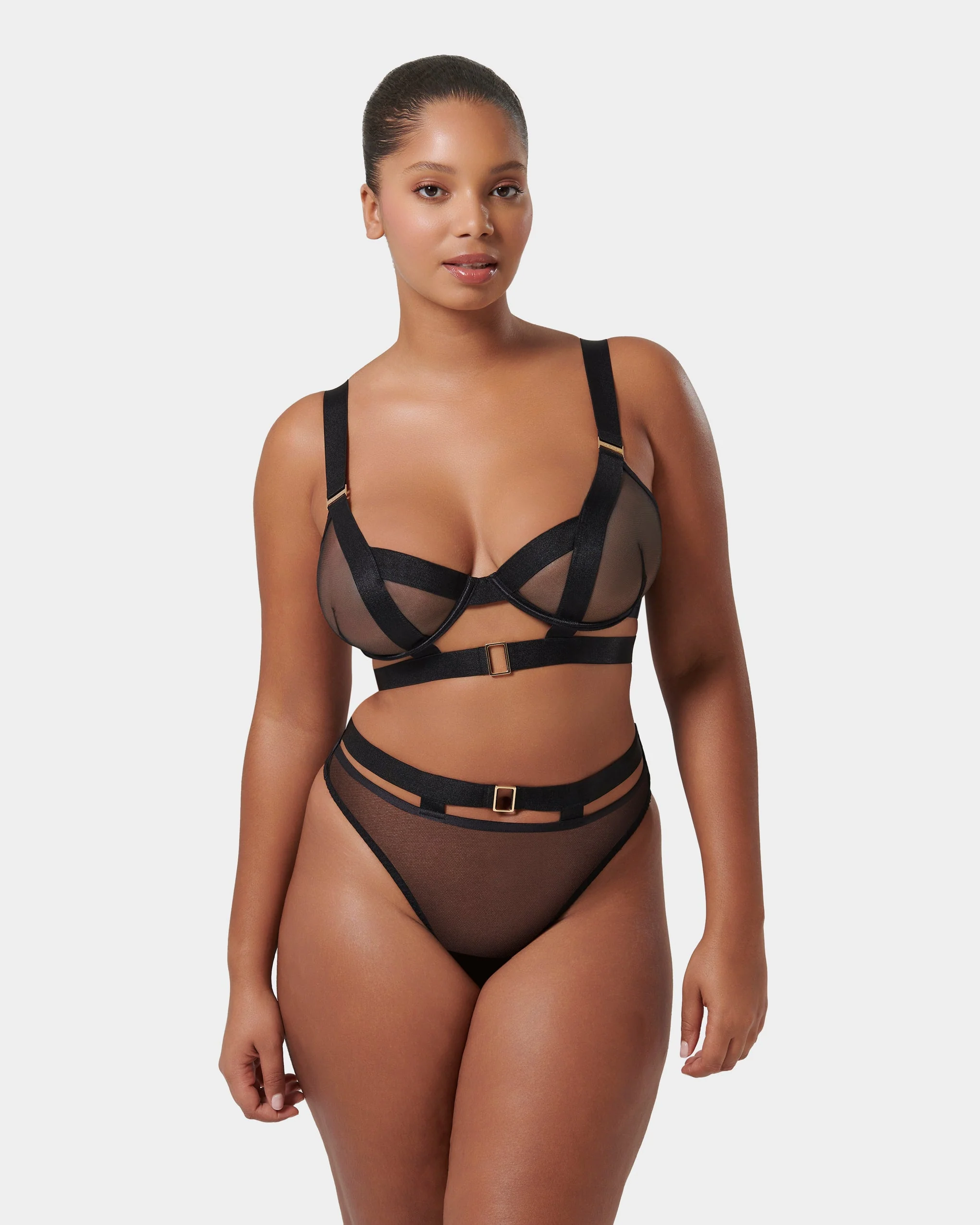 Trinity High-Waisted Sheer Thong Black - Image 9