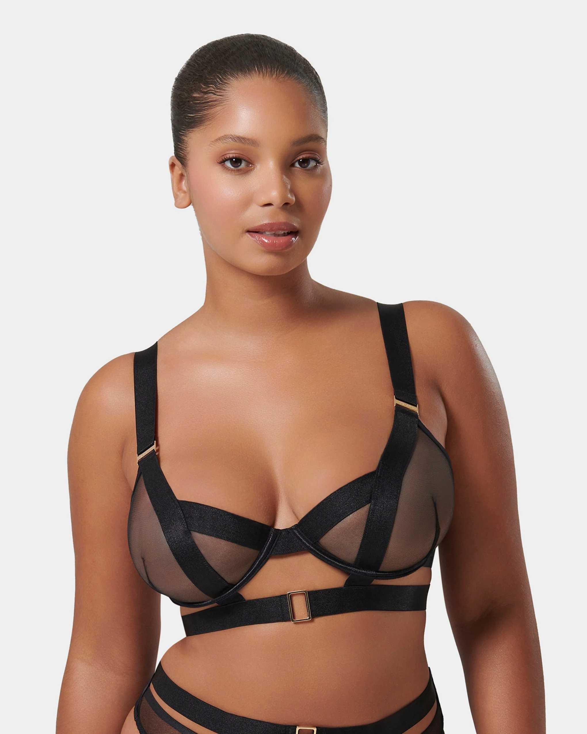 Trinity Sheer Strappy Bra Black - Image 9