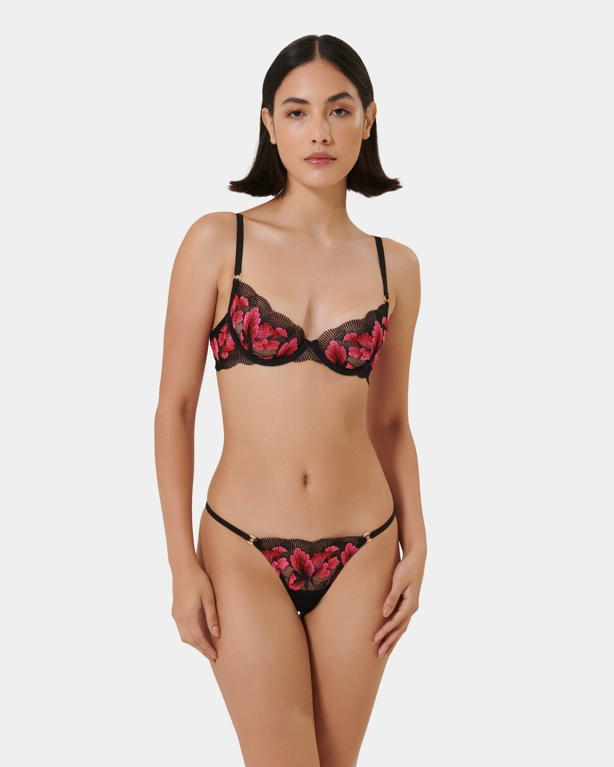 Vivienne Floral Embroidered Bra Pink - Image 11