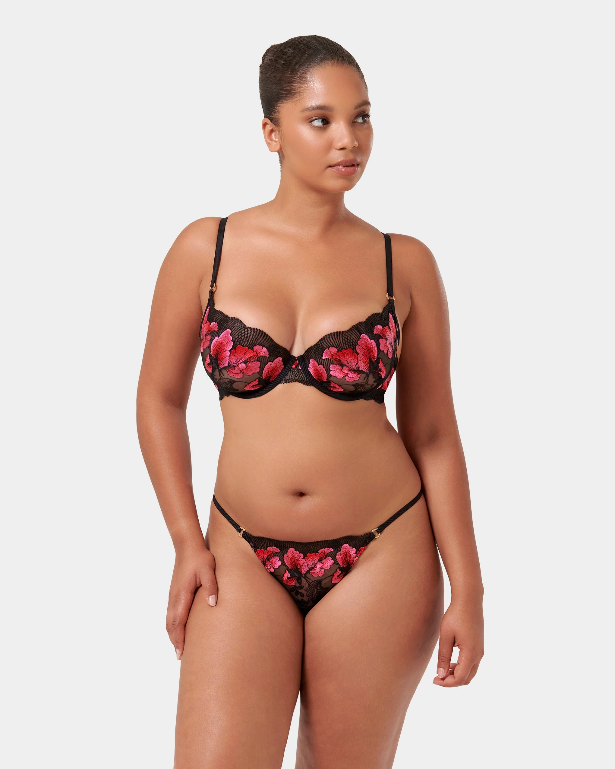 Vivienne Floral Embroidered Bra Pink - Image 2