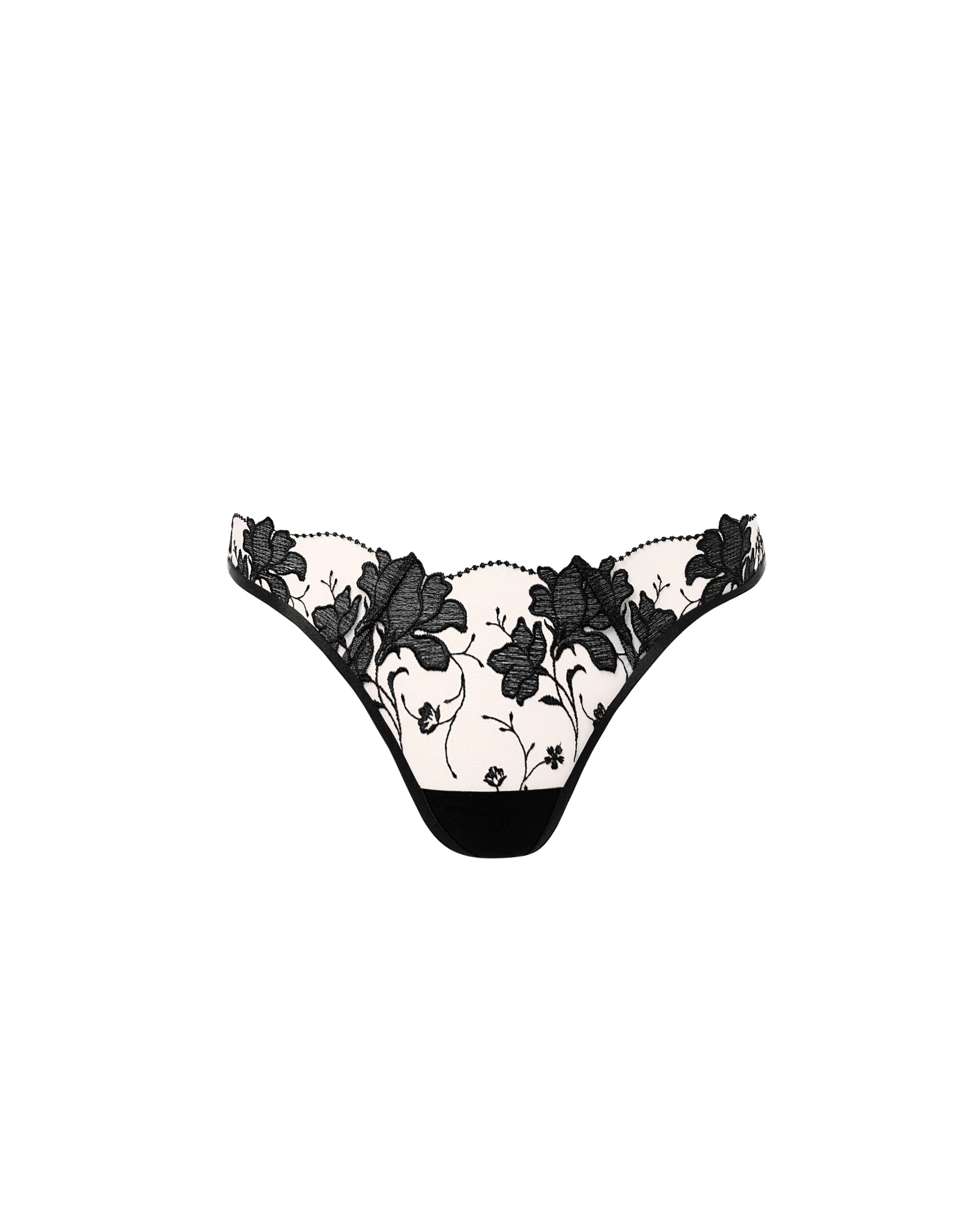 Yvette Embroidered Sheer Thong Black - Image 5